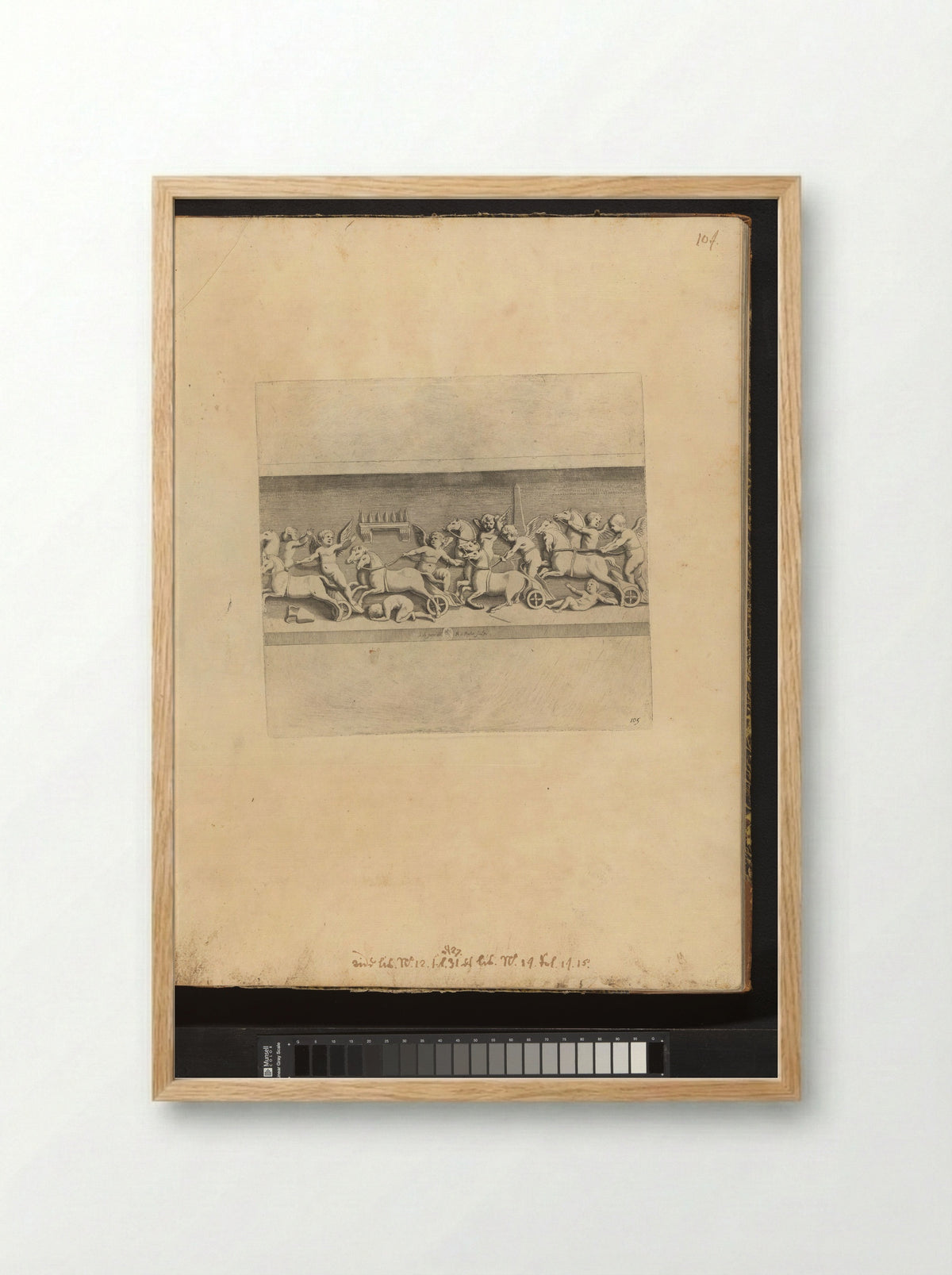 Bas-relief with Putti Charioteers - Gabriel Ladame - Framed Print Wood