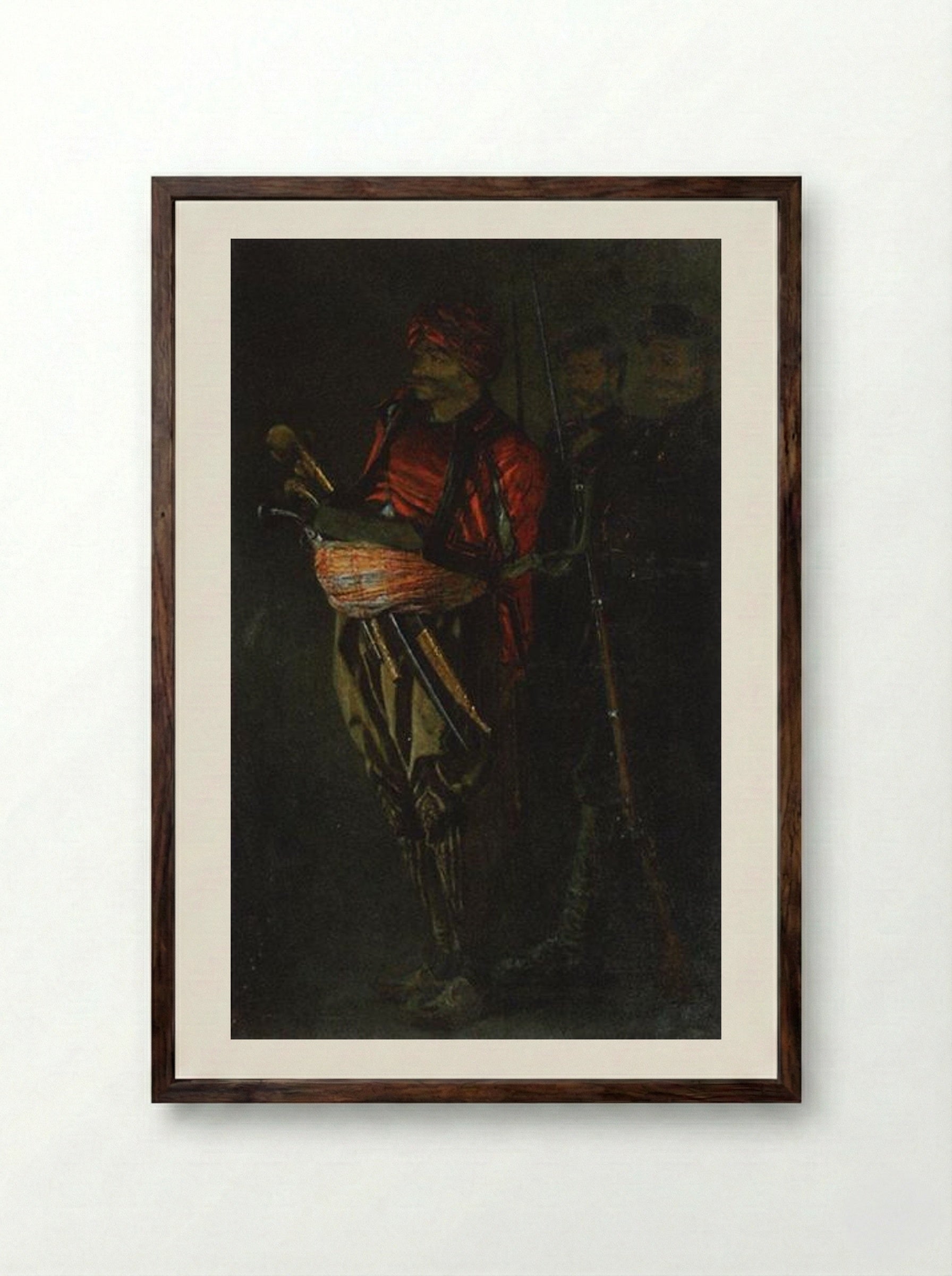 Bashi-bazouk (Albanian) - Vasily Vereshchagin - Framed Print Dark Wood