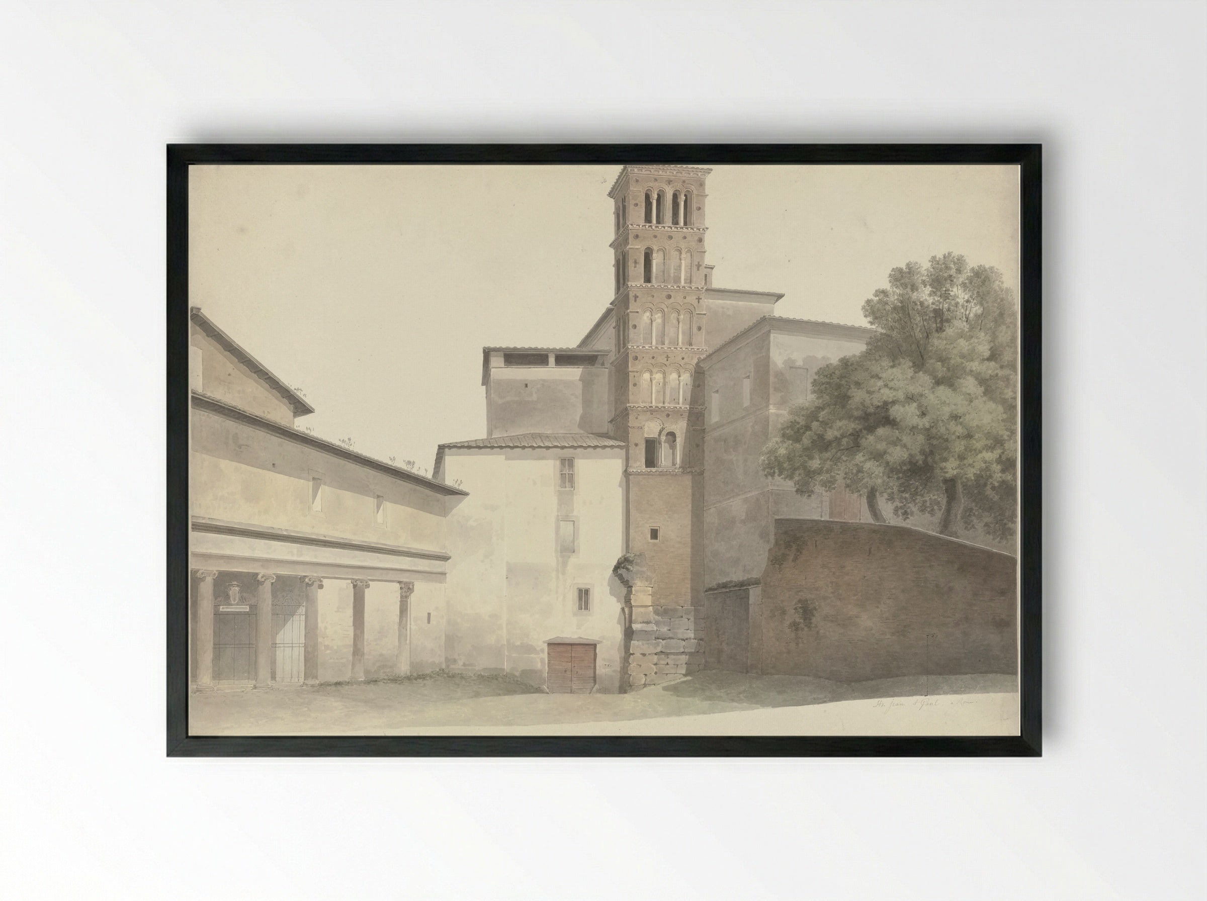 Basiliek en klooster van Santi Giovanni e Paolo in Rome - Josephus Augustus Knip - Framed Print Black
