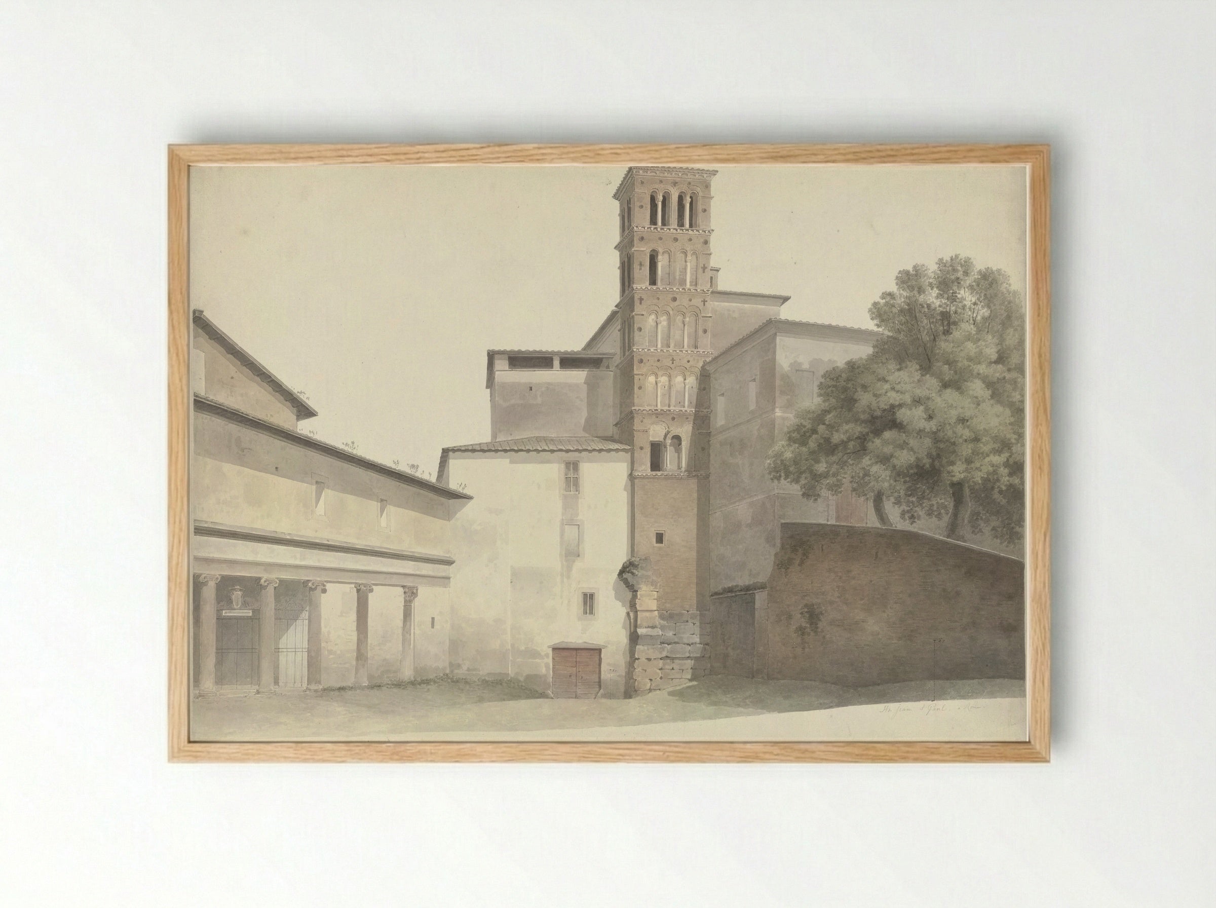 Basiliek en klooster van Santi Giovanni e Paolo in Rome - Josephus Augustus Knip - Framed Print Wood