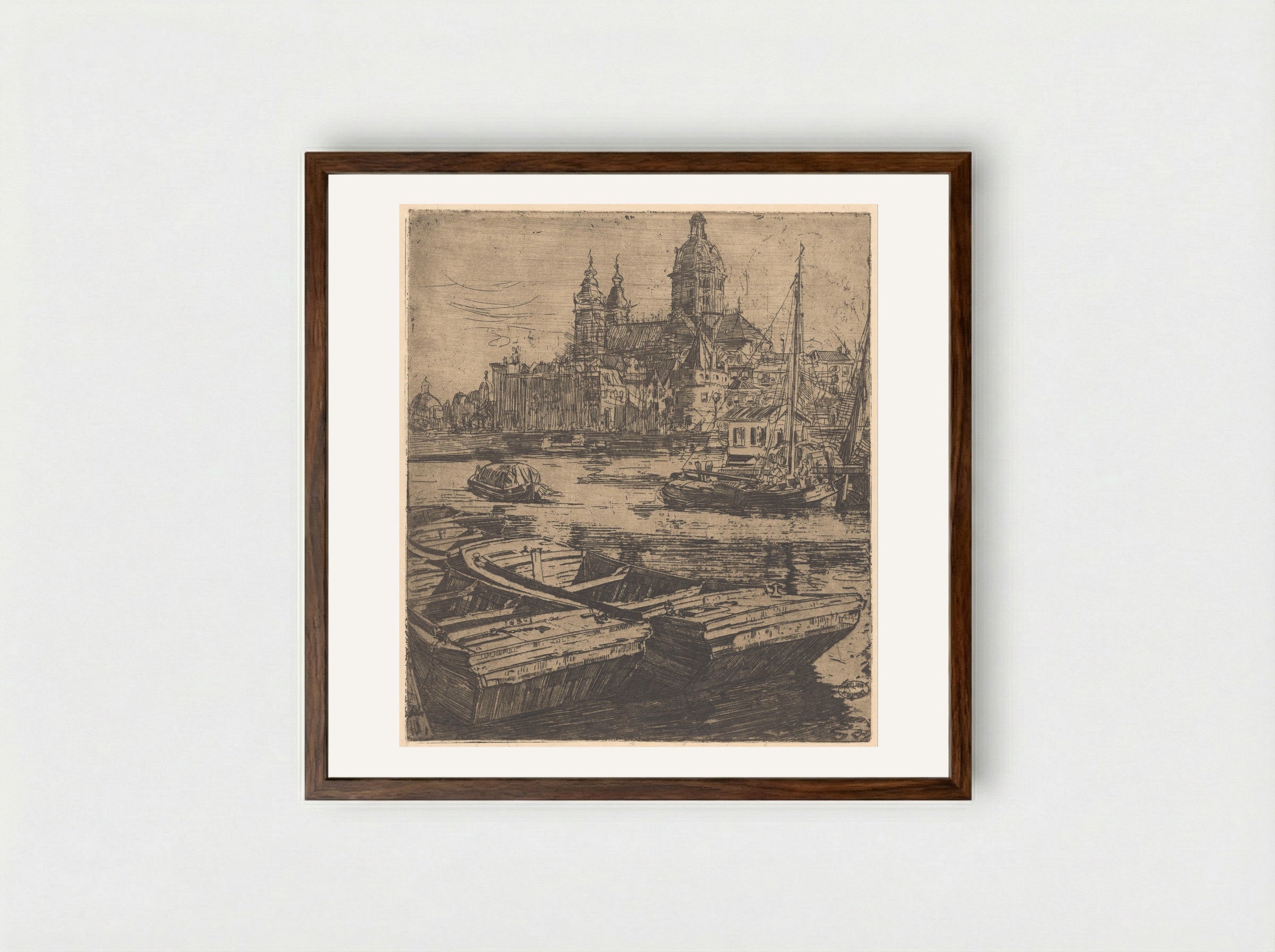 Basiliek van de Heilige Nicolaas in Amsterdam - Pieter Dupont - Framed Print Dark Wood
