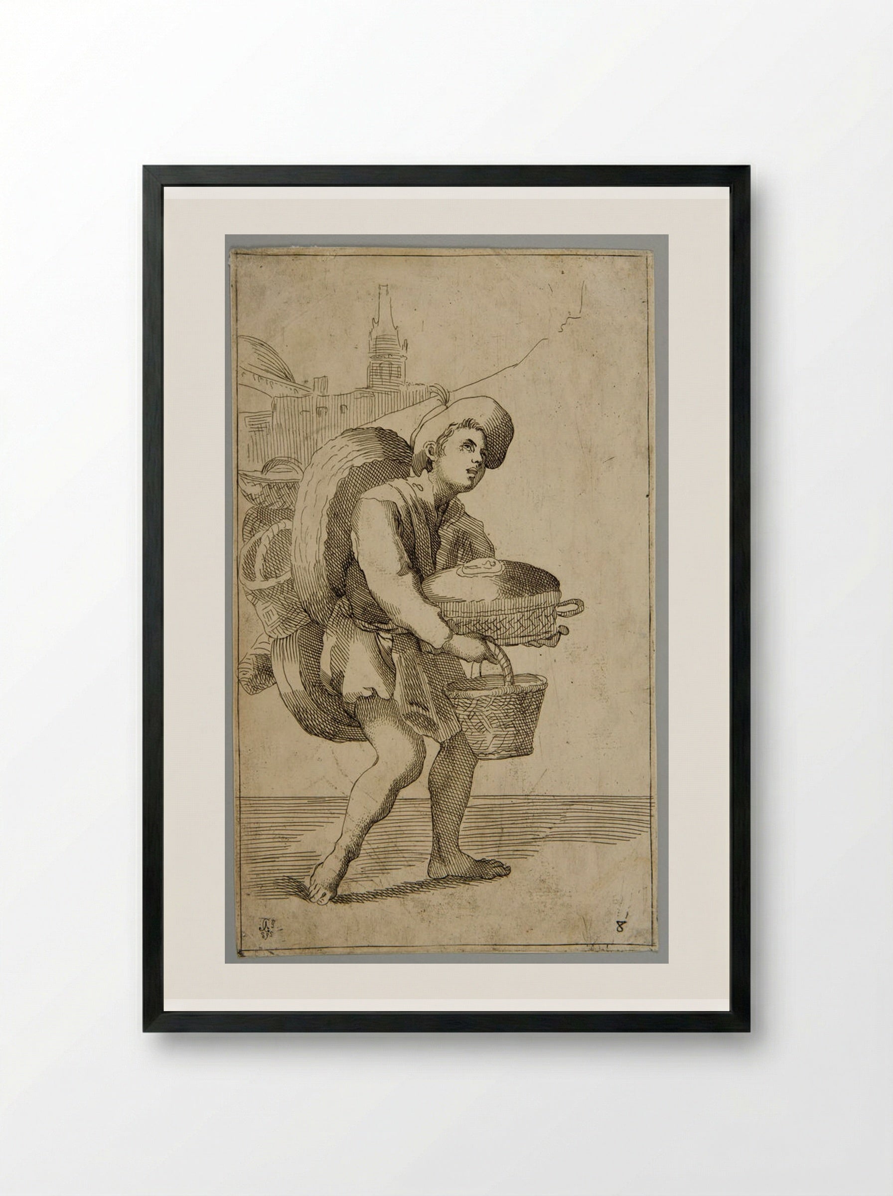 Basket-maker!, plate 8 - Simon Guillain - Framed Print Black