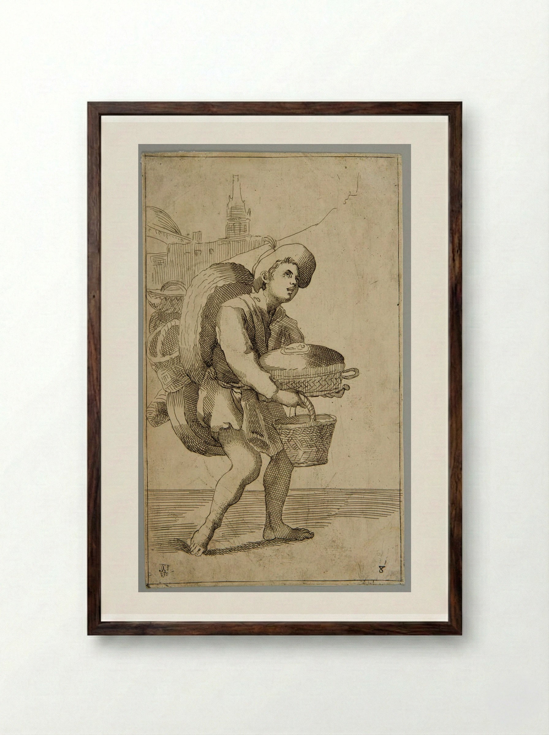 Basket-maker!, plate 8 - Simon Guillain - Framed Print Dark Wood
