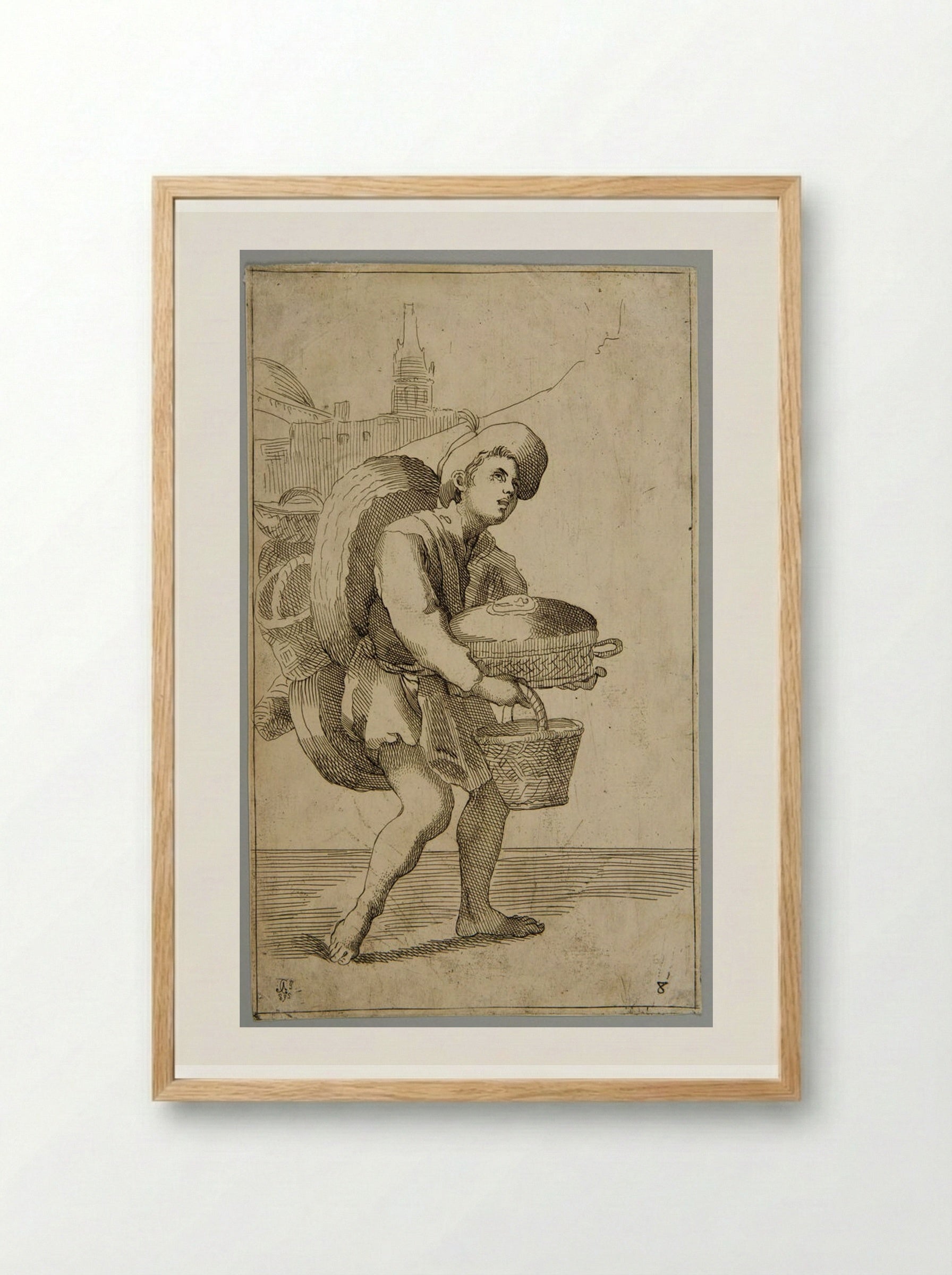Basket-maker!, plate 8 - Simon Guillain - Framed Print Wood