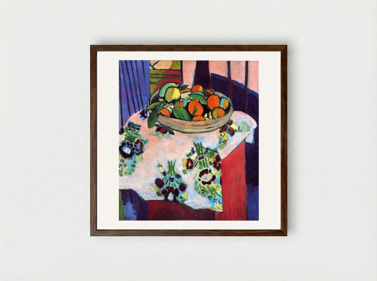 Basket with Oranges - Henri Matisse - Framed Print Dark Wood