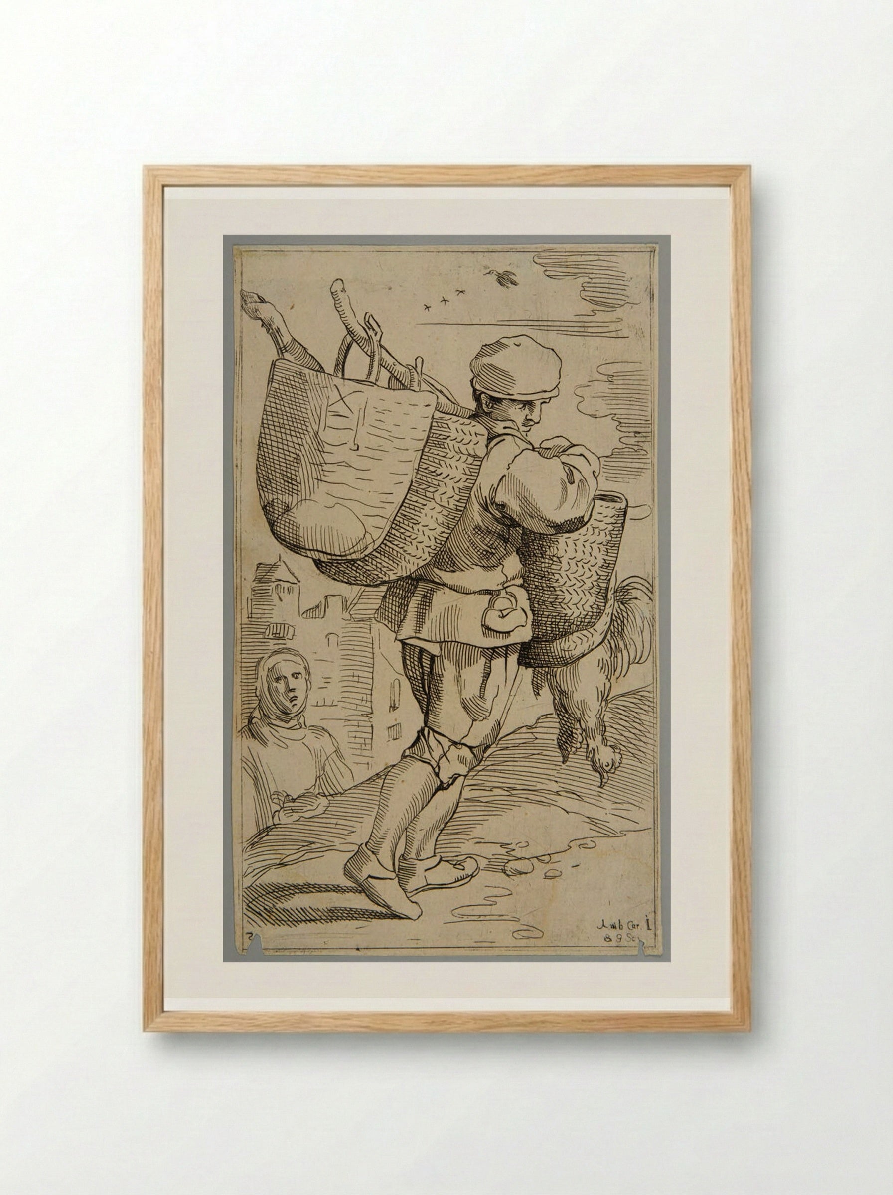 Baskets for Sale!, plate 22 - Simon Guillain - Framed Print Wood