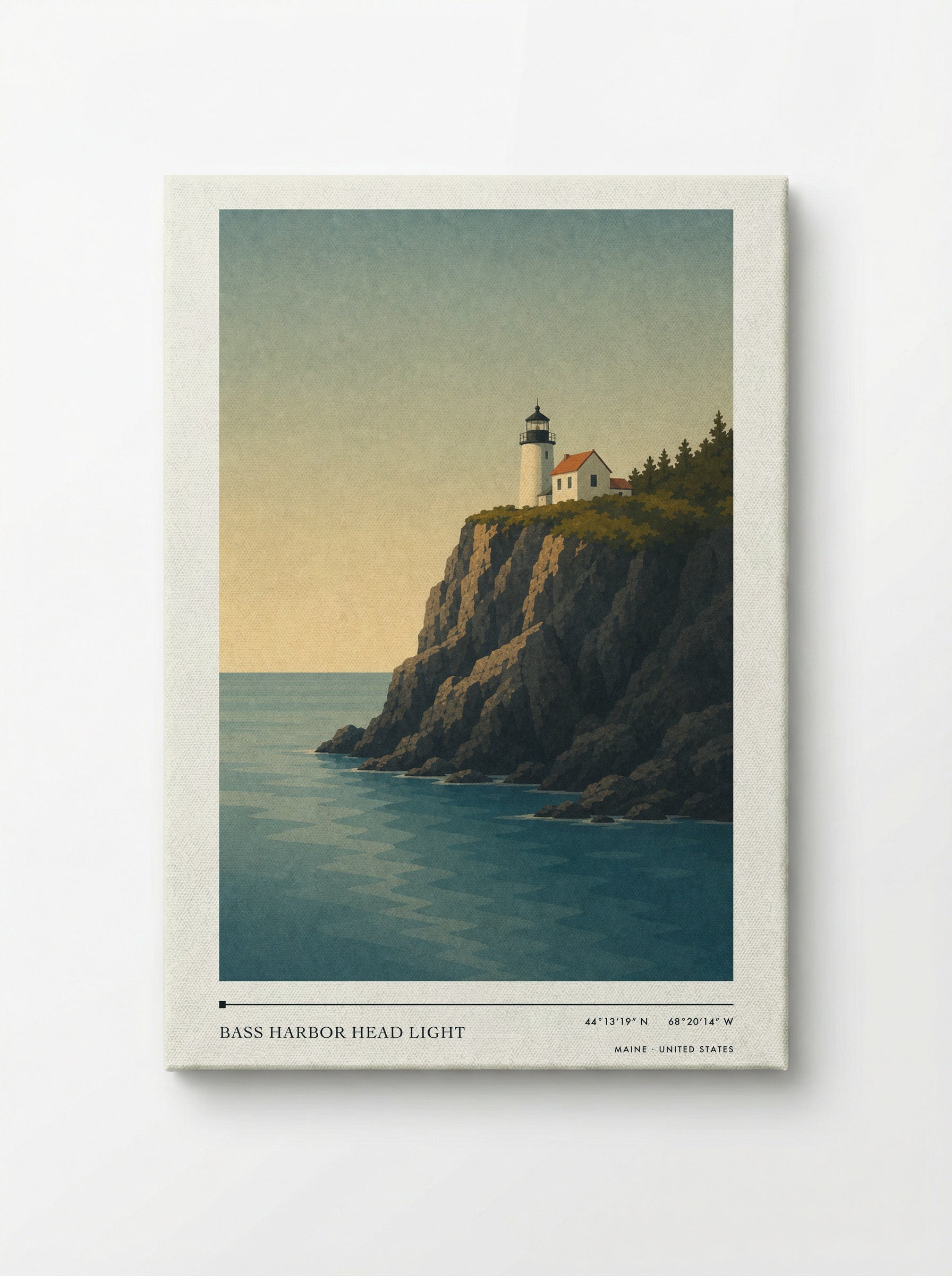 Bass Harbor Head Light Travel Poster Artwork - Canvas