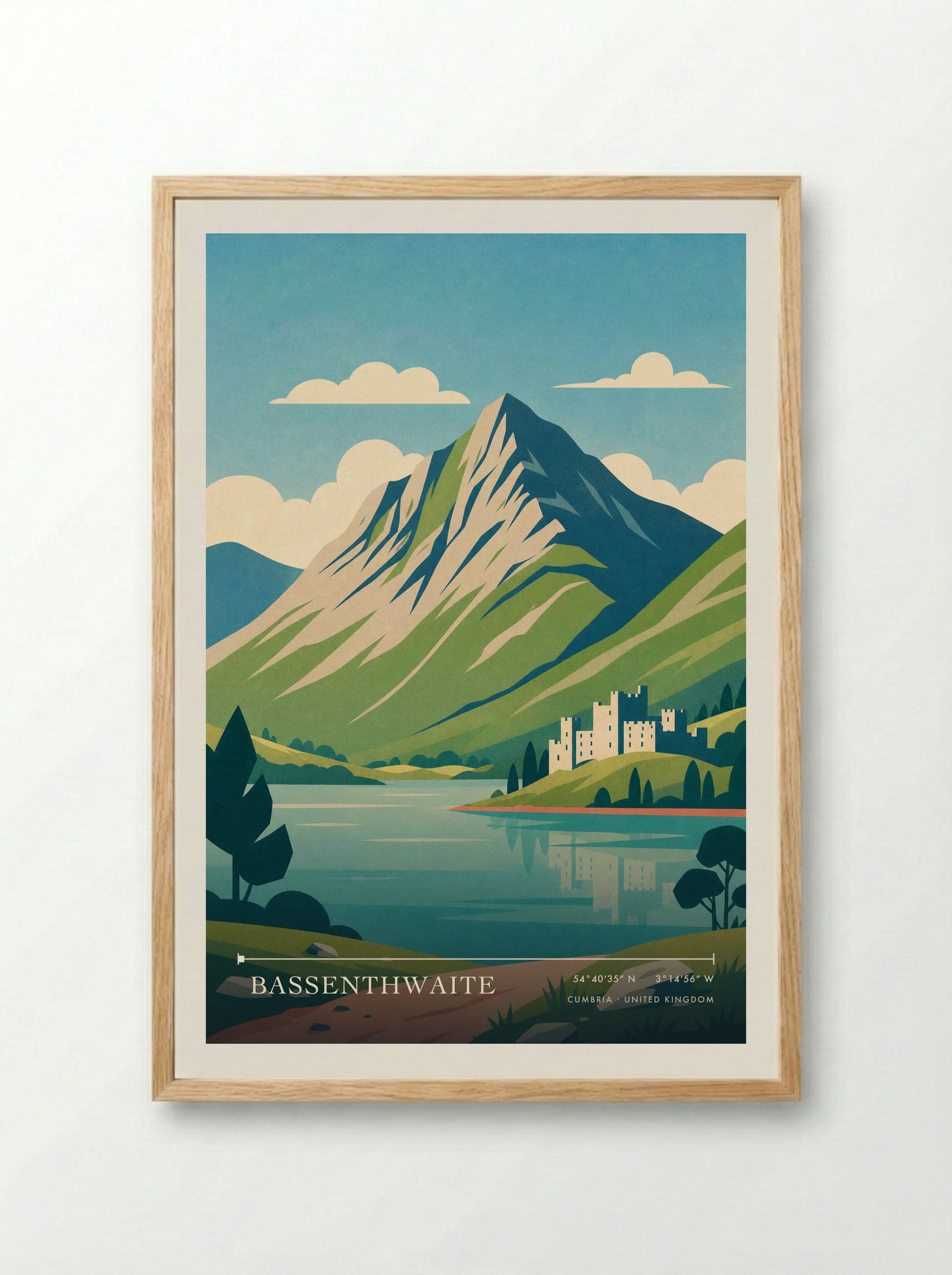 Bassenthwaite Cumbria United Kingdom Travel Poster - Framed Print Wood