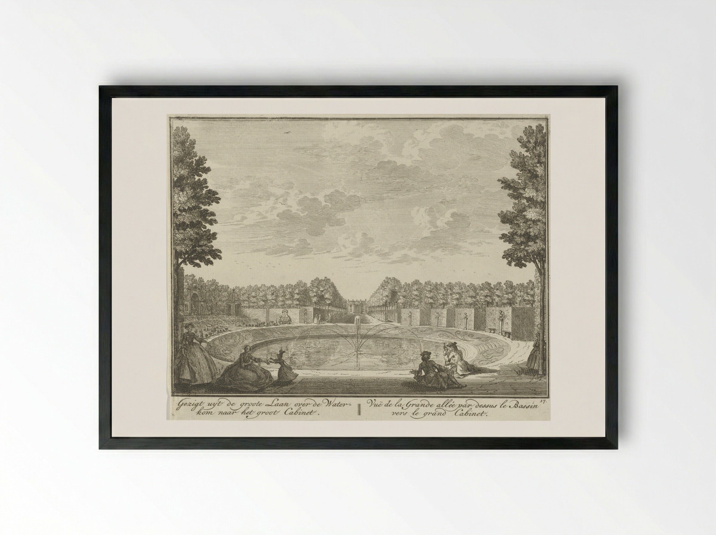 Bassin in de tuin van Huis ter Meer te Maarssen - Hendrik de Leth - Framed Print Black
