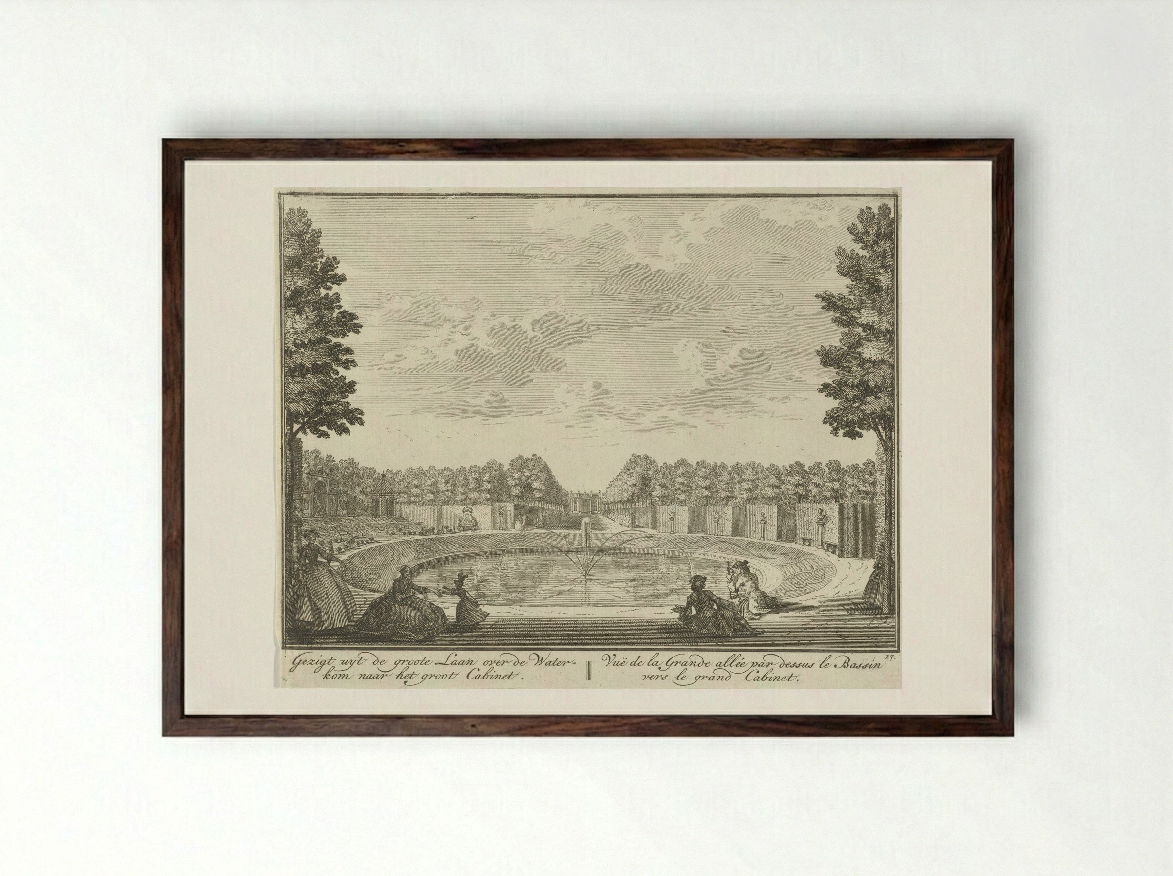 Bassin in de tuin van Huis ter Meer te Maarssen - Hendrik de Leth - Framed Print Dark Wood