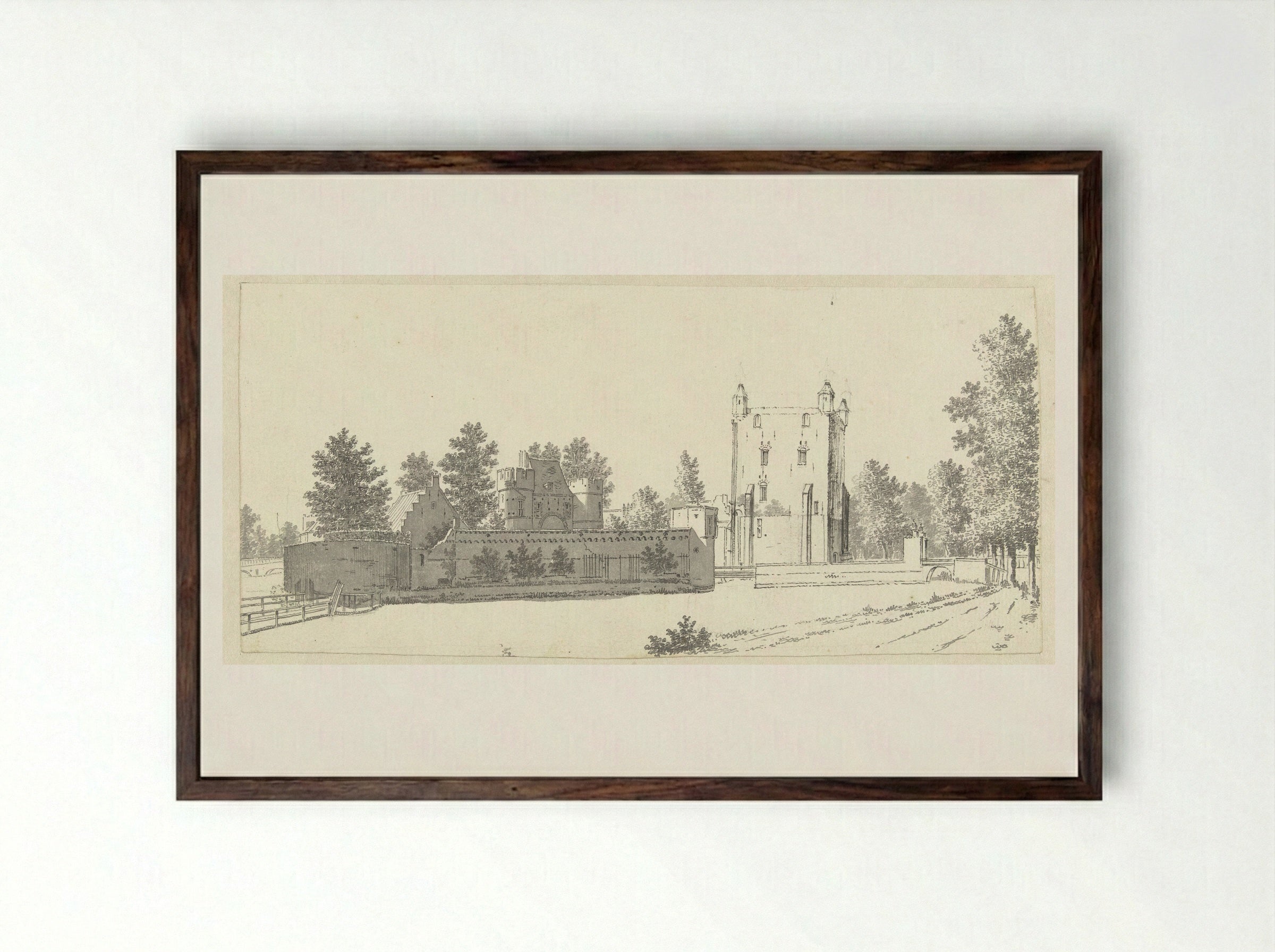 Batestijn, bij Vianen - Jan de Beijer - Framed Print Dark Wood