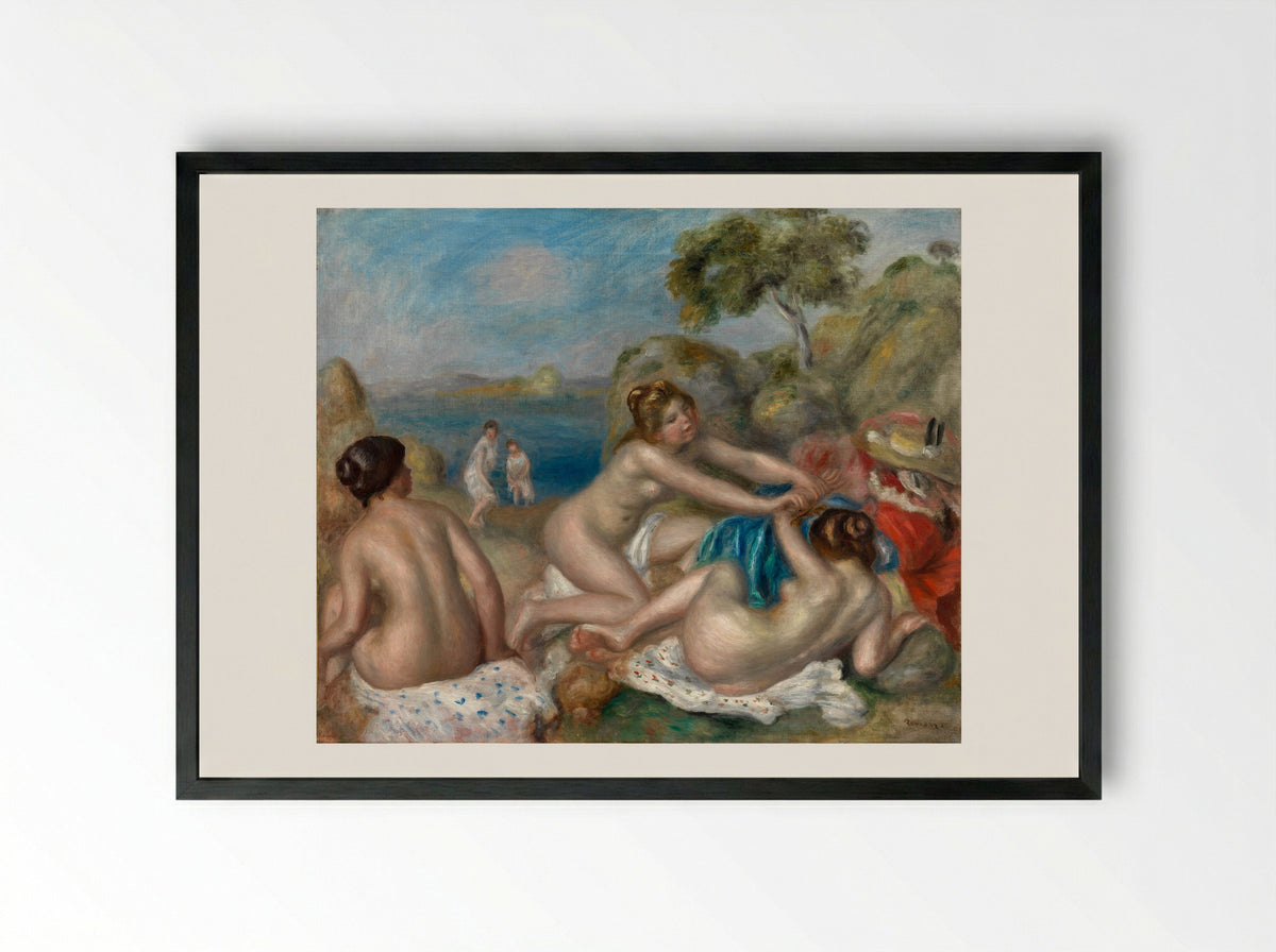 Bathers Playing with a Crab - Pierre-Auguste Renoir - Framed Print Black