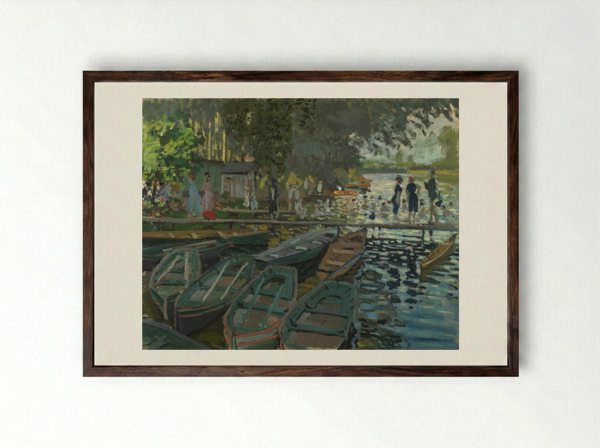 Bathers at La Grenouillère - Claude Monet - Framed Print Dark Wood