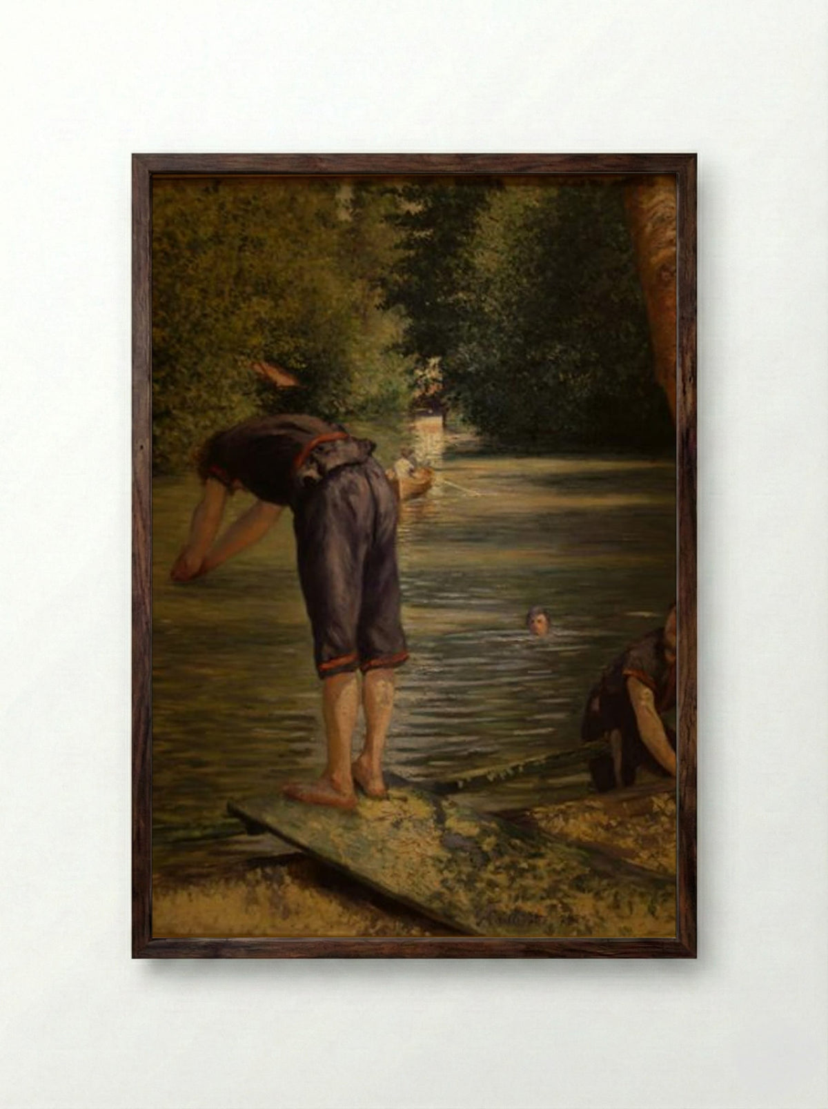 Bathers on the Banks of the Yerres - Gustave Caillebotte - Framed Print Dark Wood