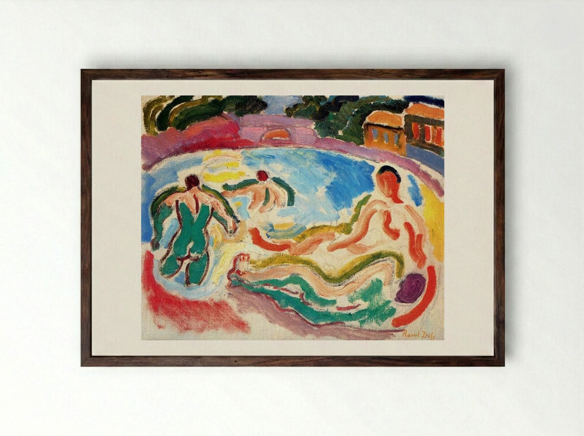 Bathers - Raoul Dufy - Framed Print Dark Wood