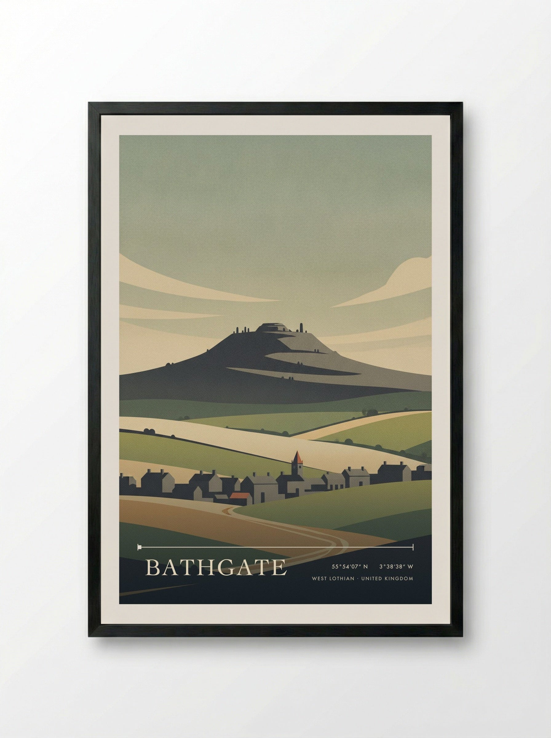 Bathgate West Lothian United Kingdom Travel Poster - Framed Print Black