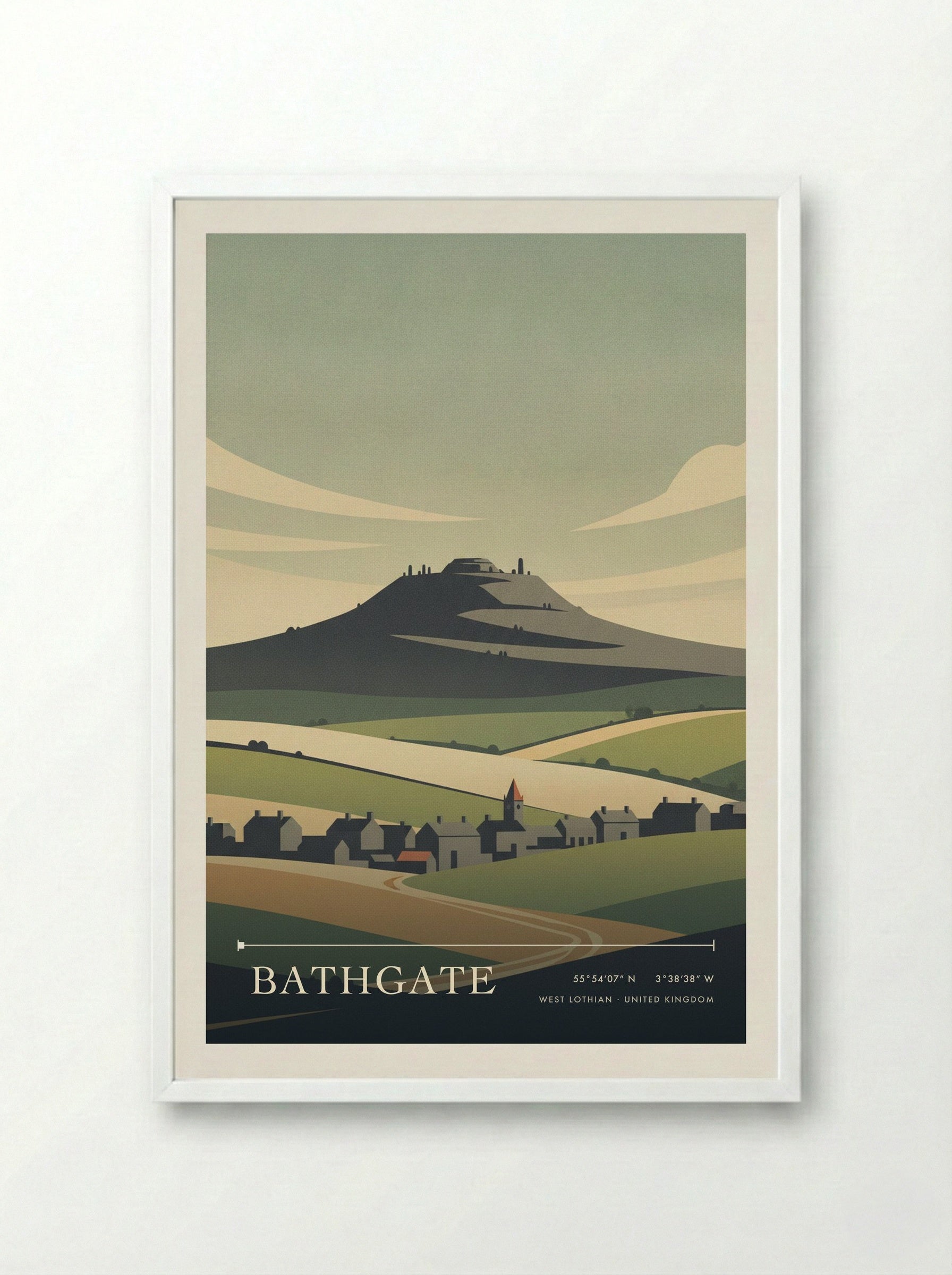 Bathgate West Lothian United Kingdom Travel Poster - Framed Print White