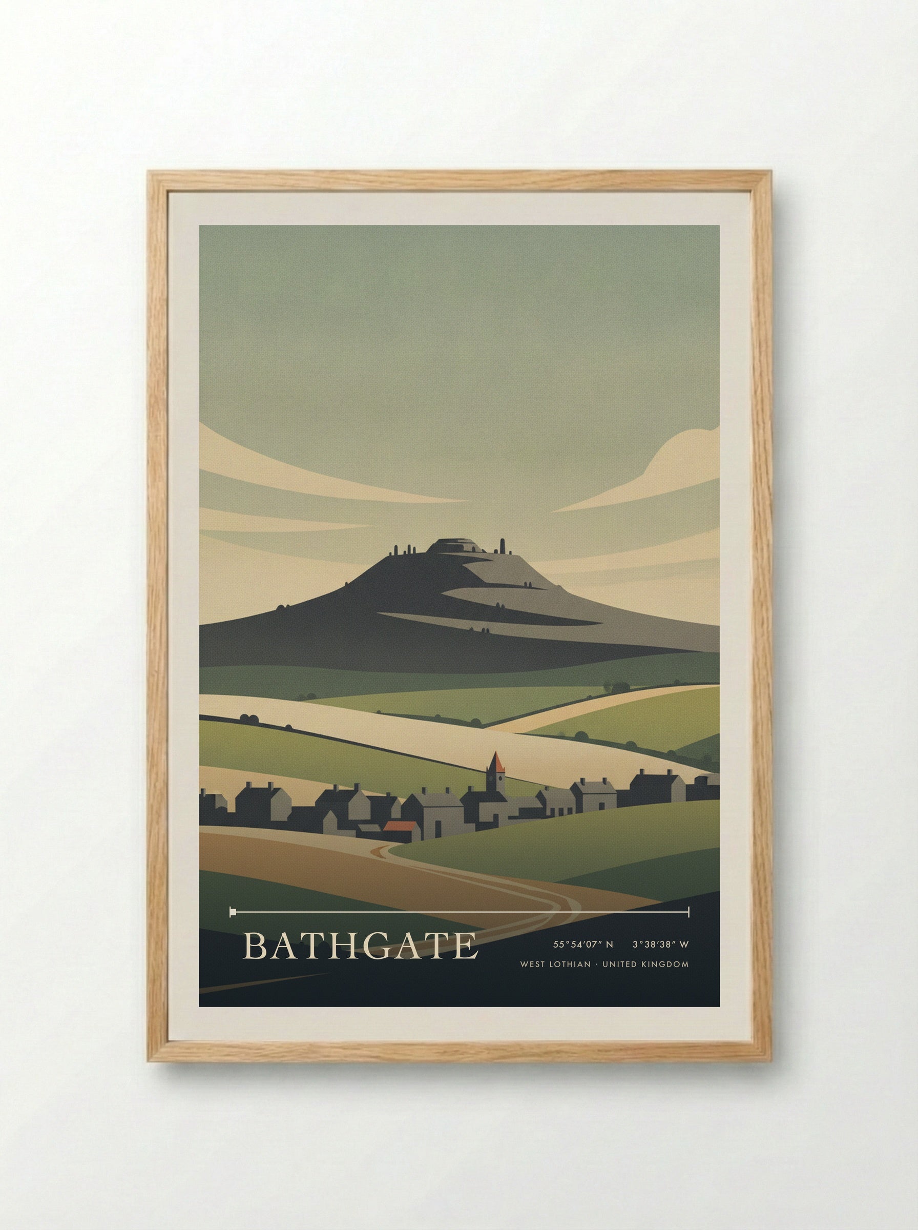 Bathgate West Lothian United Kingdom Travel Poster - Framed Print Wood