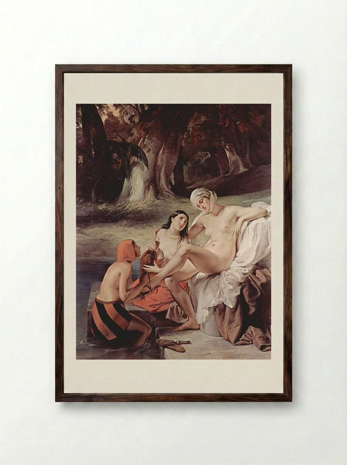 Bathing Bathsheba - Francesco Hayez - Framed Print Dark Wood