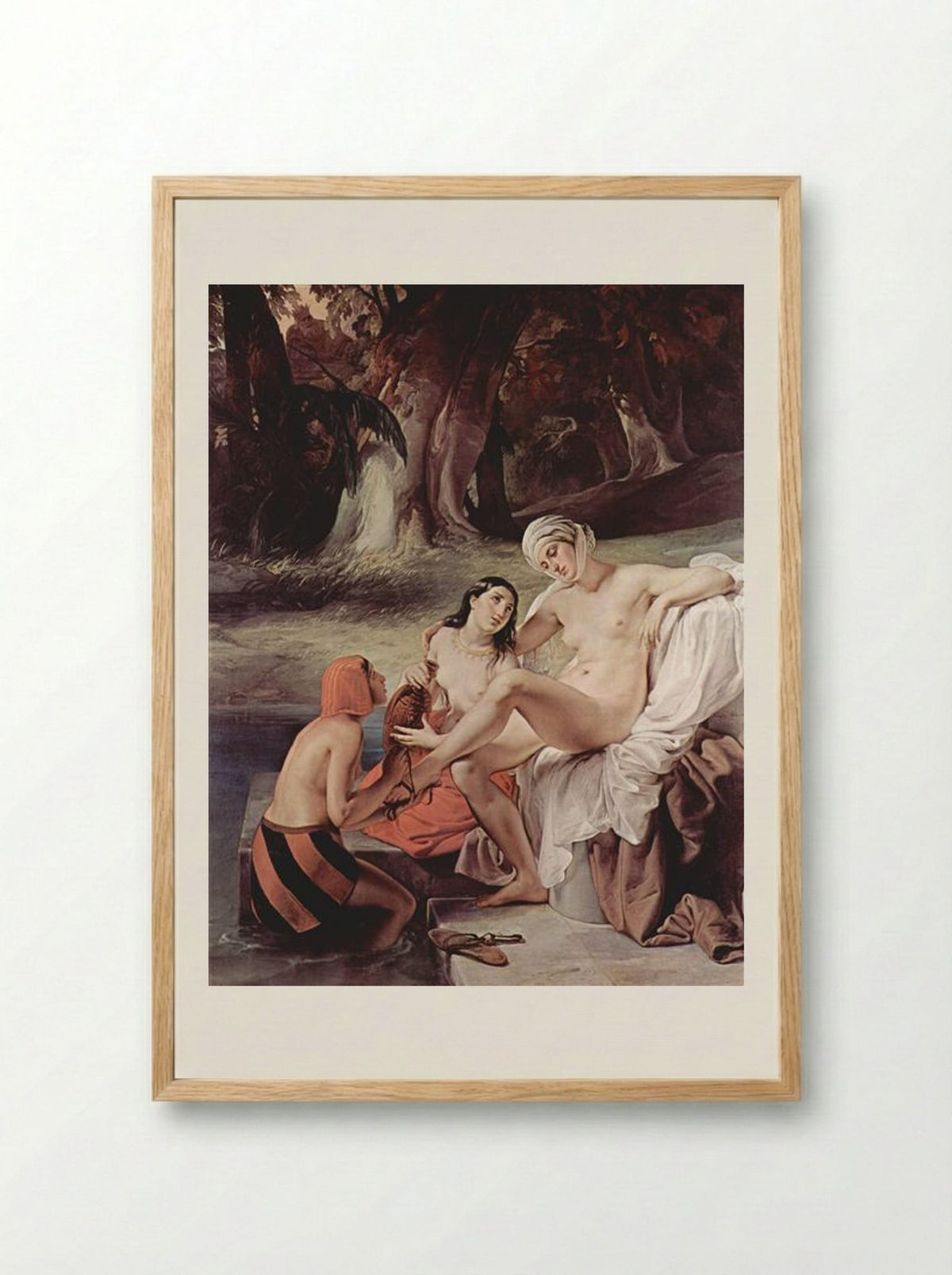 Bathing Bathsheba - Francesco Hayez - Framed Print Wood