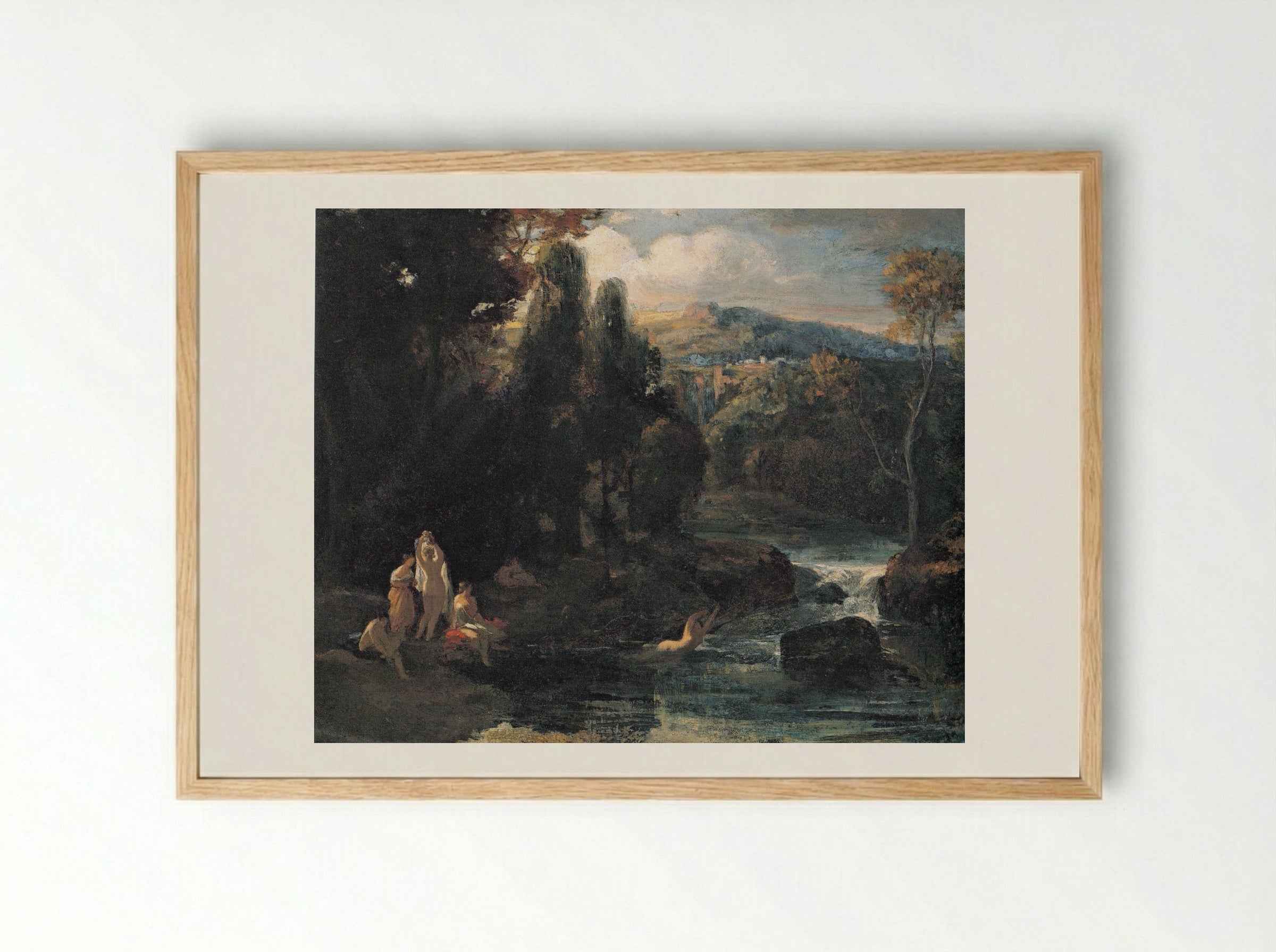 Bathing Nymphs - Carl Spitzweg - Framed Print Wood