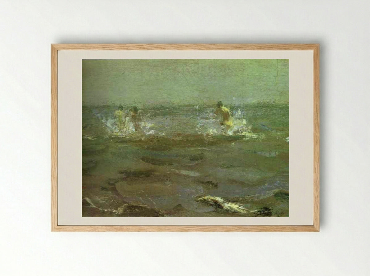 Bathing a Horse - Valentin Serov - Framed Print Wood