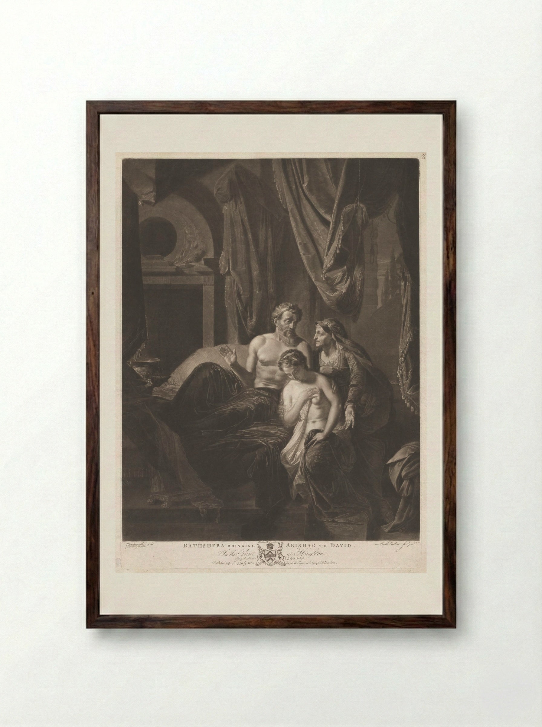Bathsheba Bringing Abishag to David - Richard Earlom - Framed Print Dark Wood