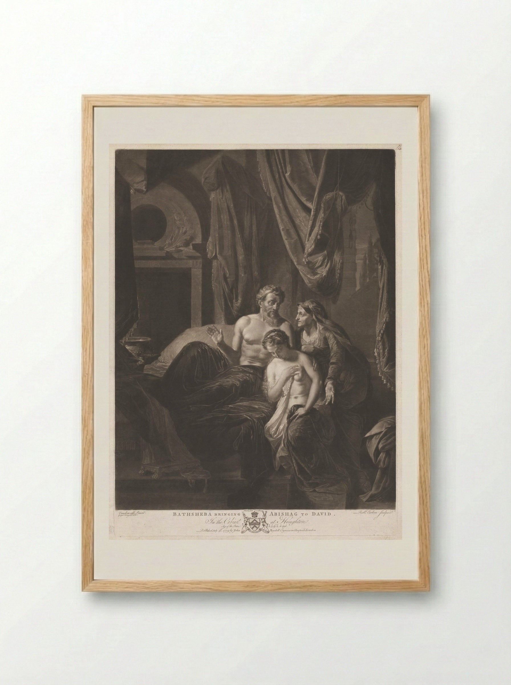 Bathsheba Bringing Abishag to David - Richard Earlom - Framed Print Wood