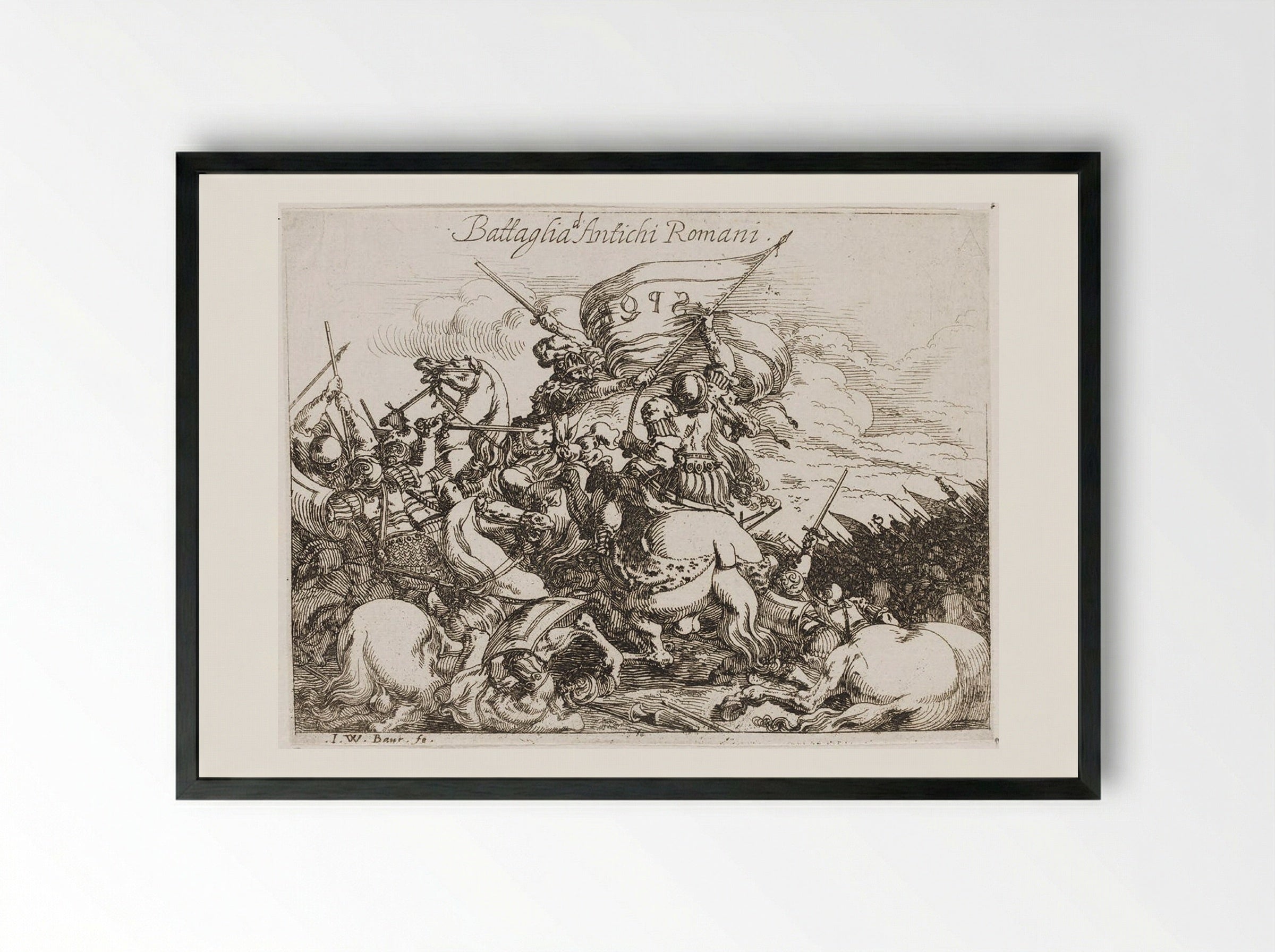 Battaglia d'Antichi Romani - Johann Wilhelm Baur - Framed Print Black
