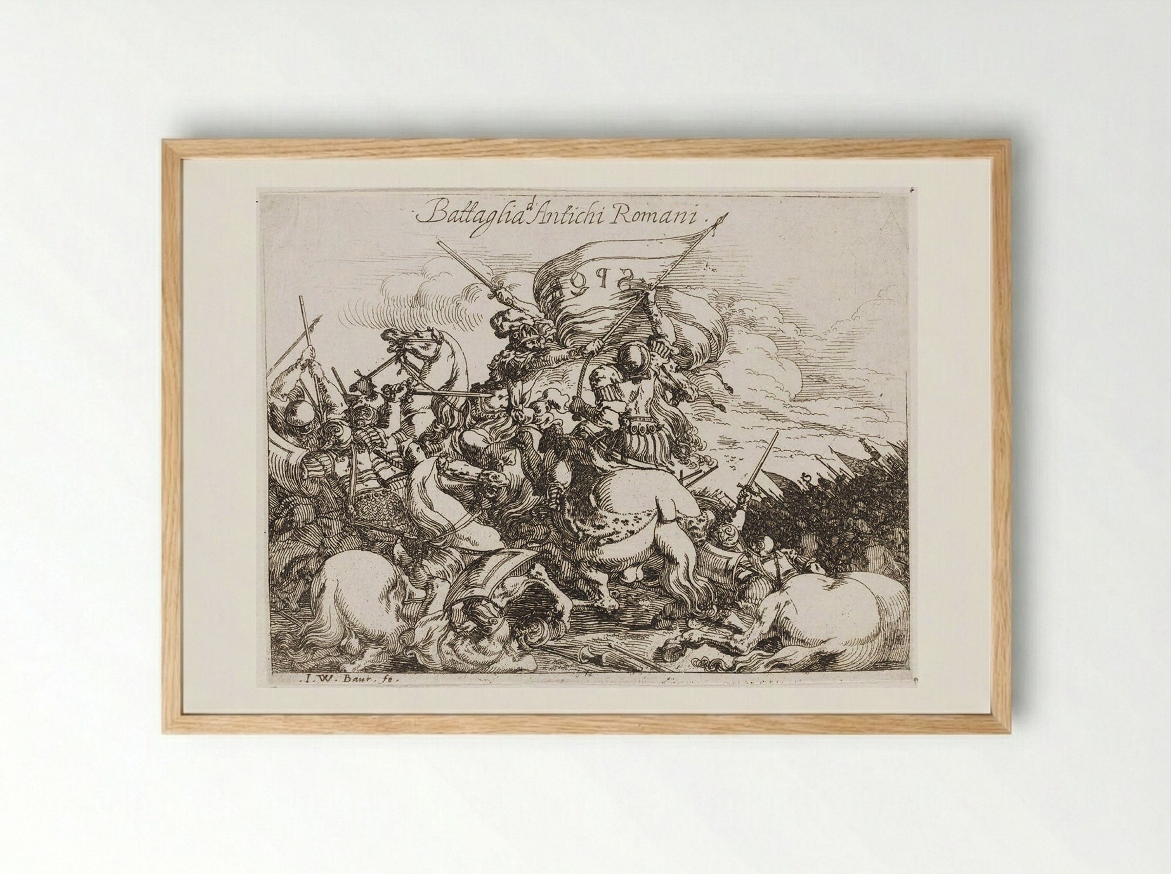 Battaglia d'Antichi Romani - Johann Wilhelm Baur - Framed Print Wood