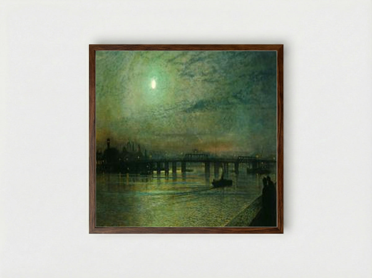 Battersea Bridge - John Atkinson Grimshaw - Framed Print Dark Wood