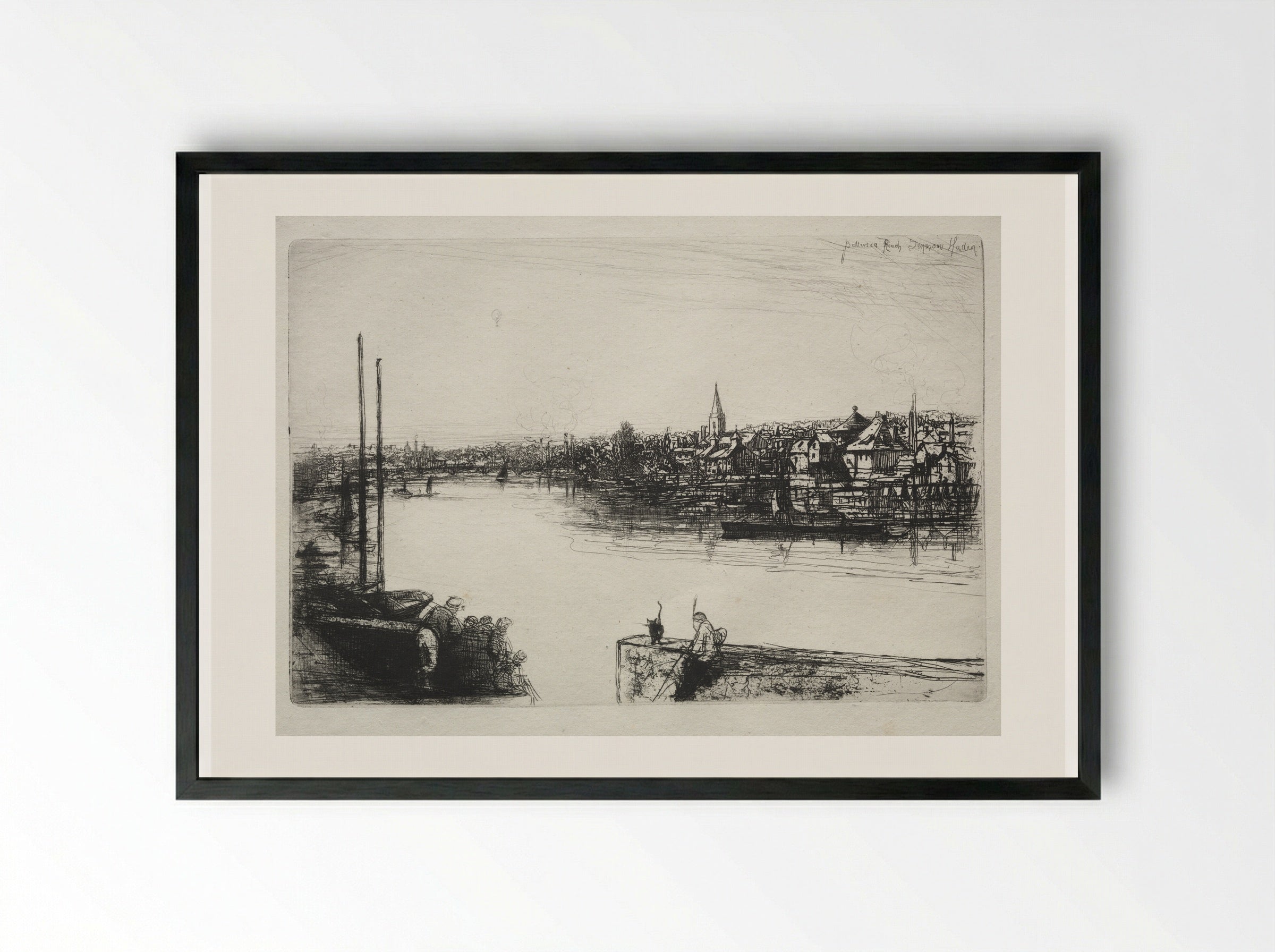 Battersea Reach - Francis Seymour Haden - Framed Print Black