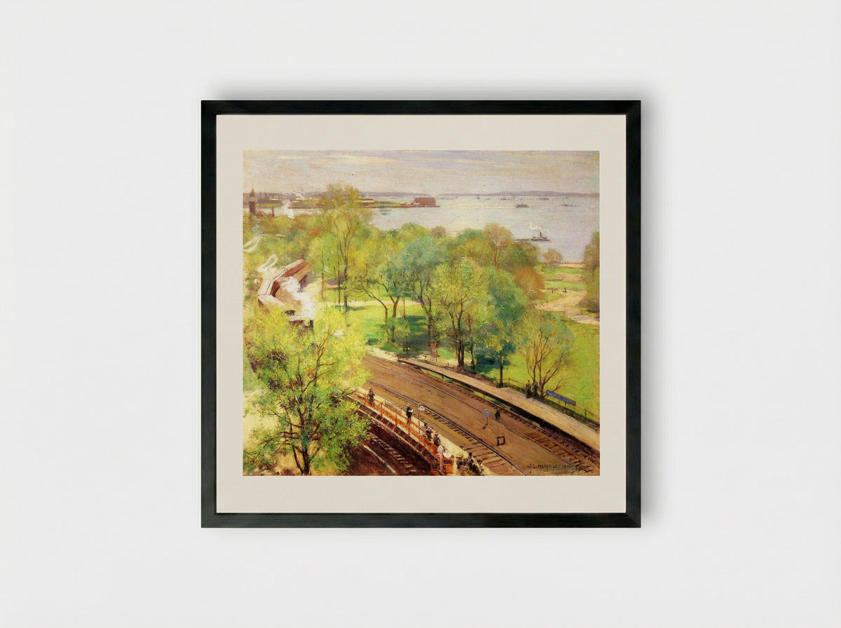 Battery Park, Spring - Willard Metcalf - Framed Print Black