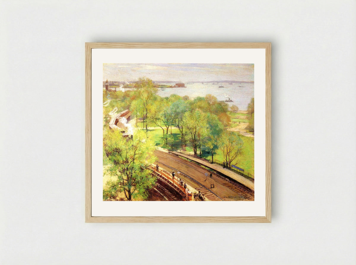 Battery Park, Spring - Willard Metcalf - Framed Print Wood