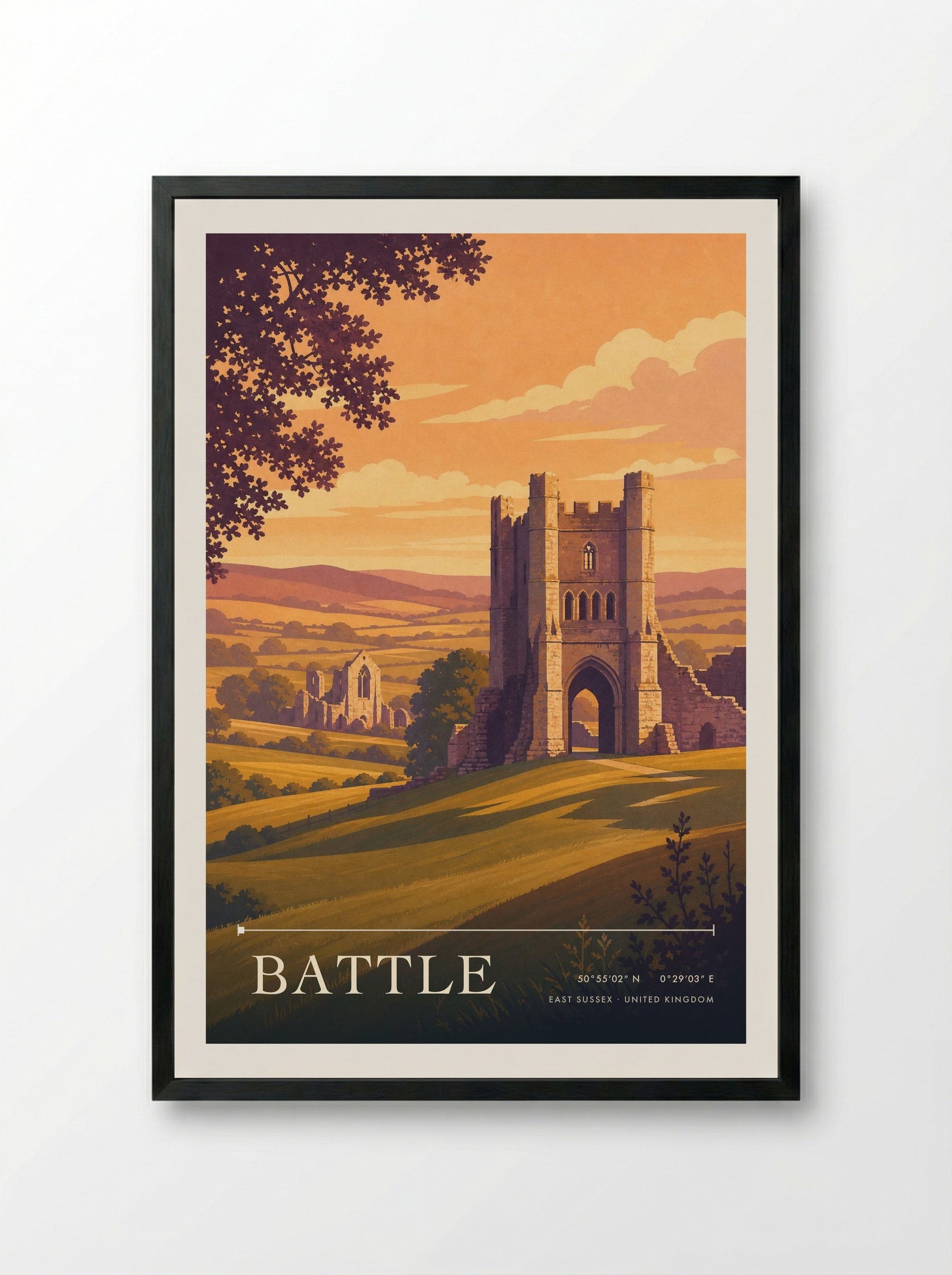 Battle East Sussex United Kingdom Travel Poster - Framed Print Black