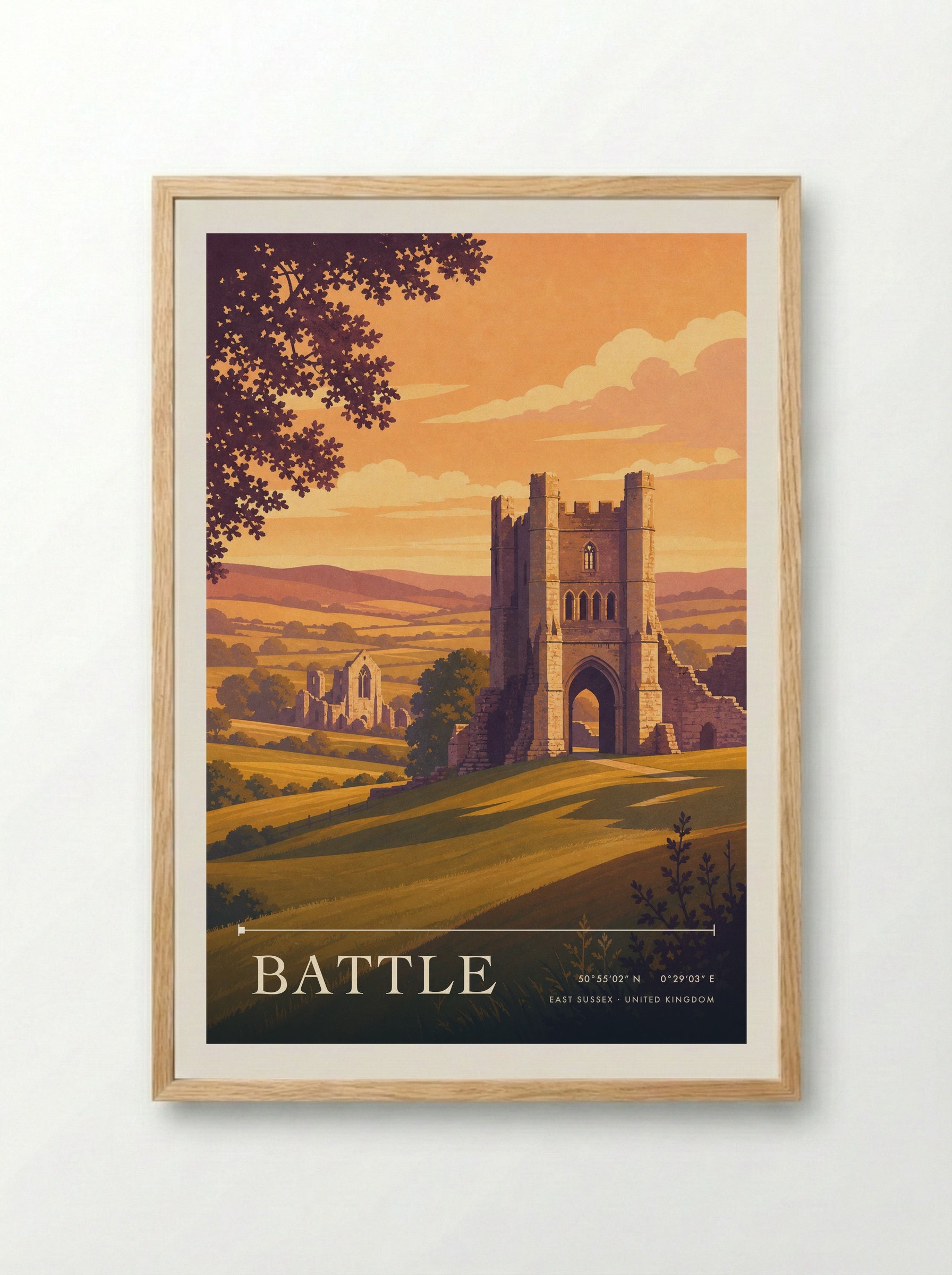 Battle East Sussex United Kingdom Travel Poster - Framed Print Wood