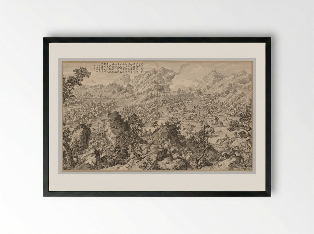 Battle at A'erchu'er - Jean Damascene Sallusti - Framed Print Black