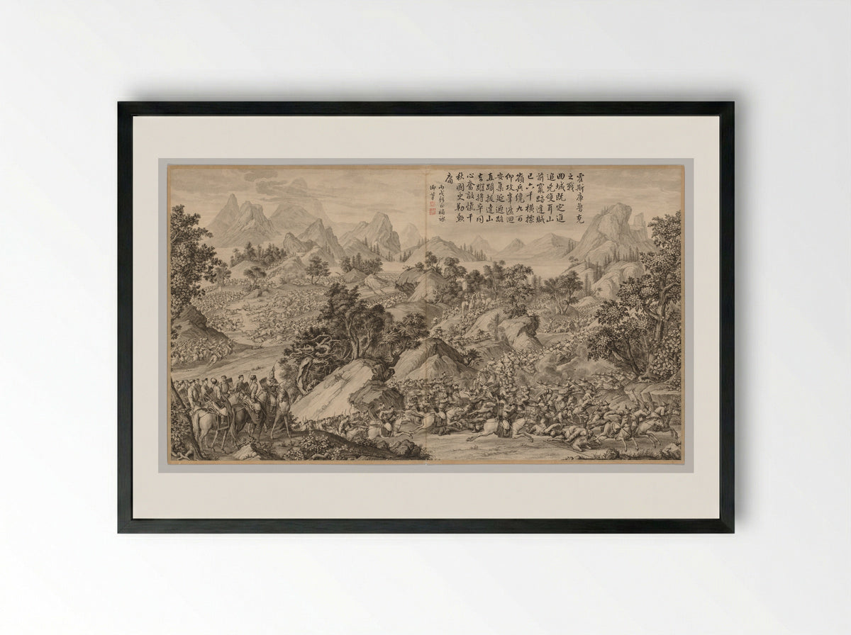Battle at Heshi Kuluke - Jean Damascene Sallusti - Framed Print Black