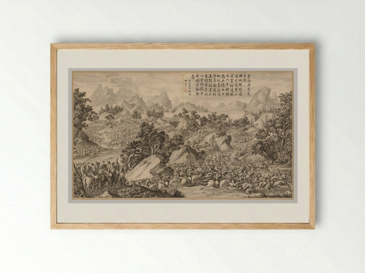 Battle at Heshi Kuluke - Jean Damascene Sallusti - Framed Print Wood