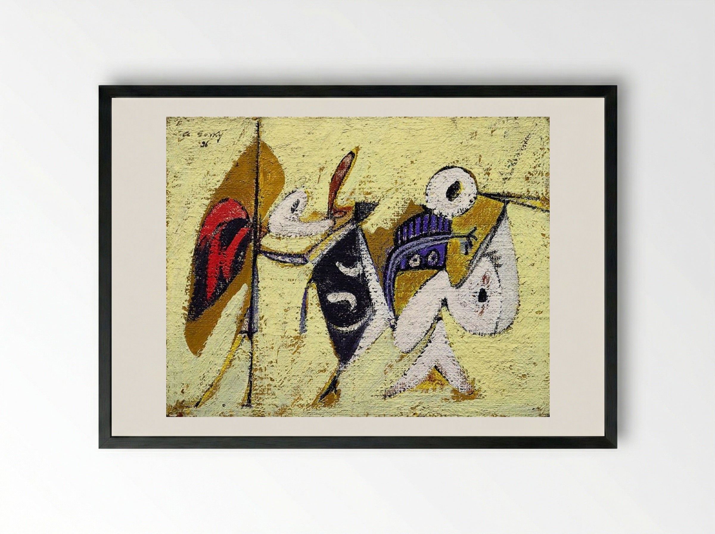 Battle at Sunset with the God of Maize (Composition No. 1) - Arshile Gorky - Framed Print Black