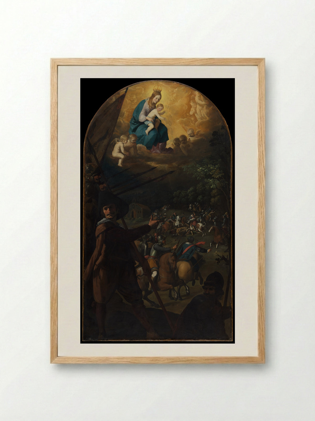 Battle between Christians and Muslims at El Sotillo - Francisco de Zurbarán - Framed Print Wood