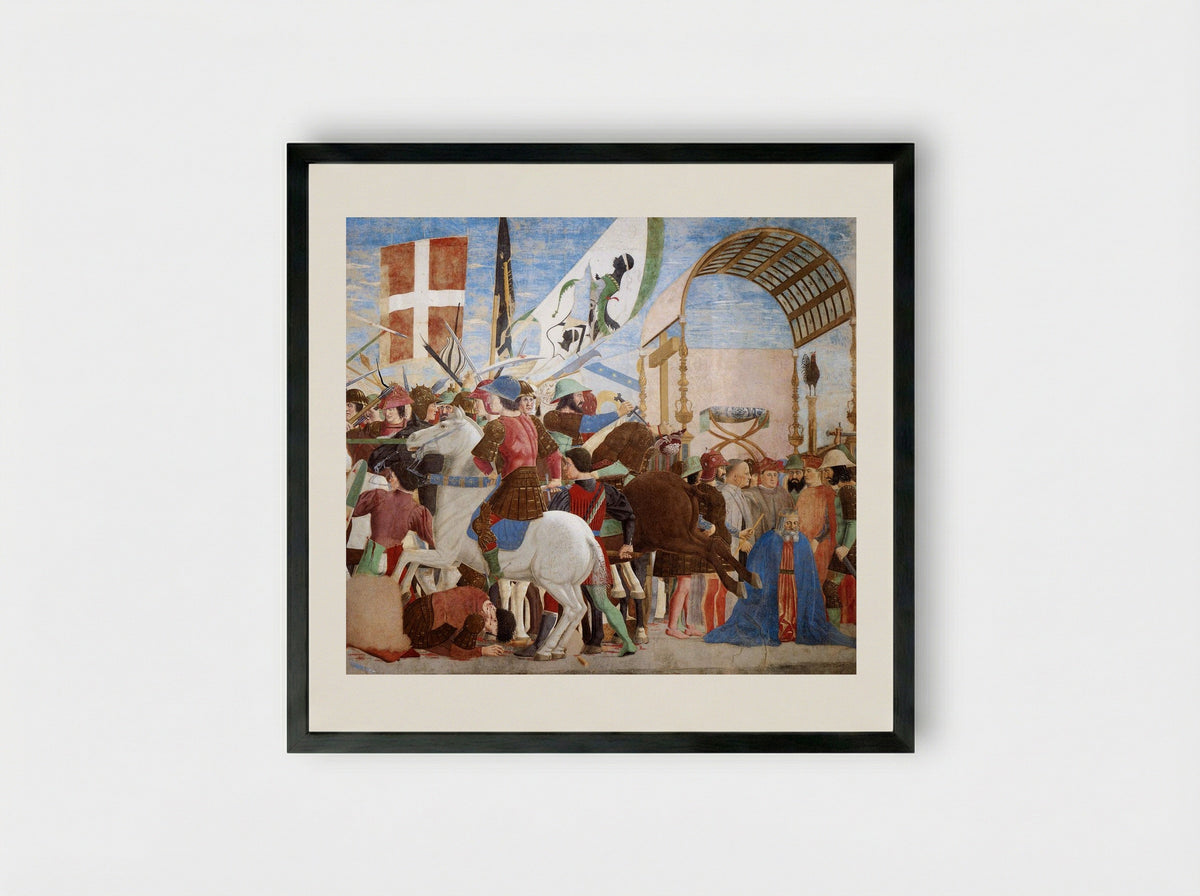 Battle between Heraclius and Chosroes - Piero della Francesca - Framed Print Black