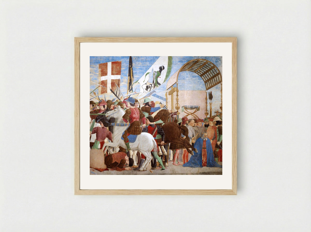 Battle between Heraclius and Chosroes - Piero della Francesca - Framed Print Wood
