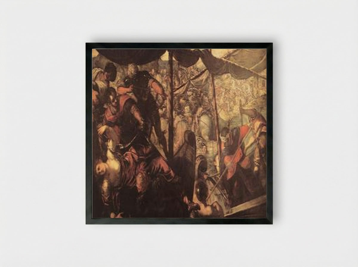 Battle between Turks and Christians - Tintoretto - Framed Print Black