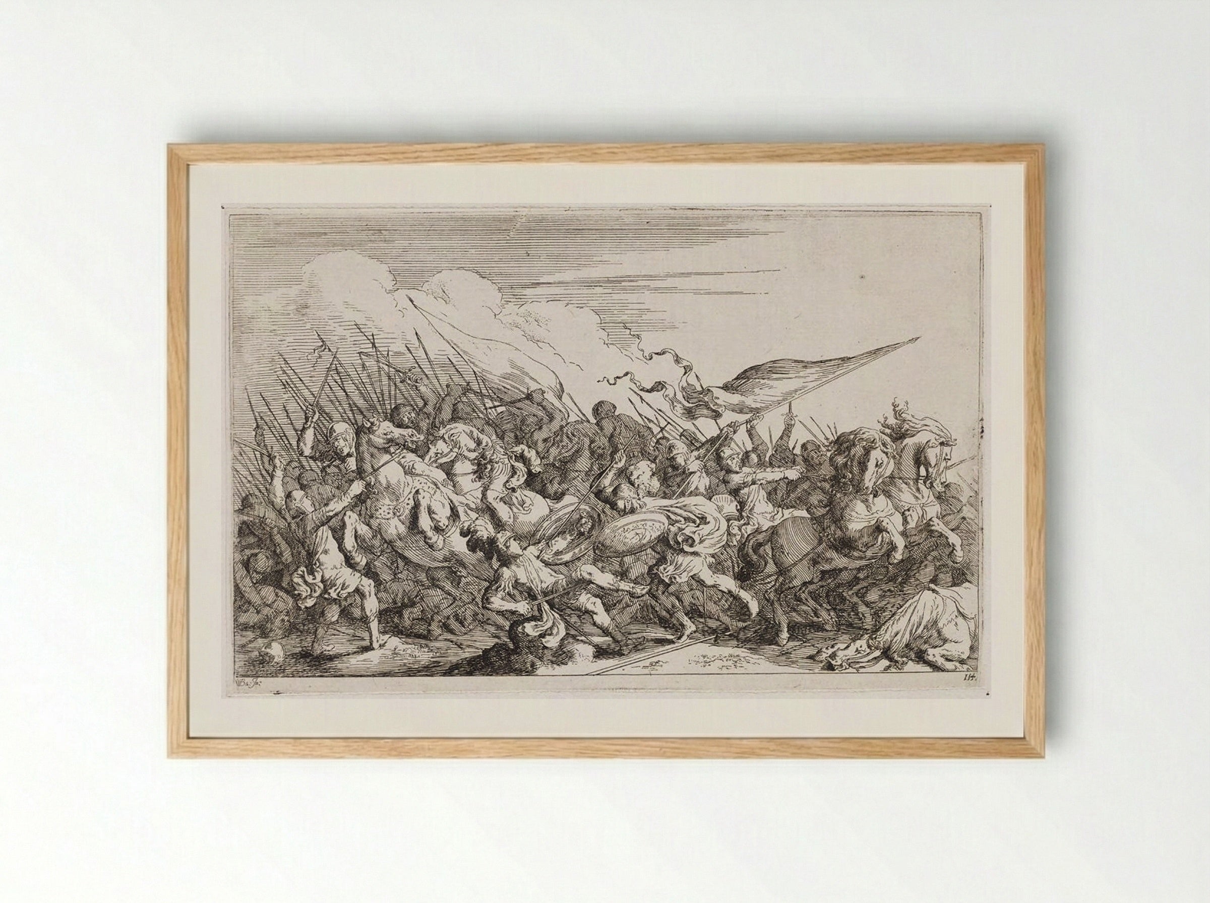 Battle of Achilles and Cycnus - Johann Wilhelm Baur - Framed Print Wood
