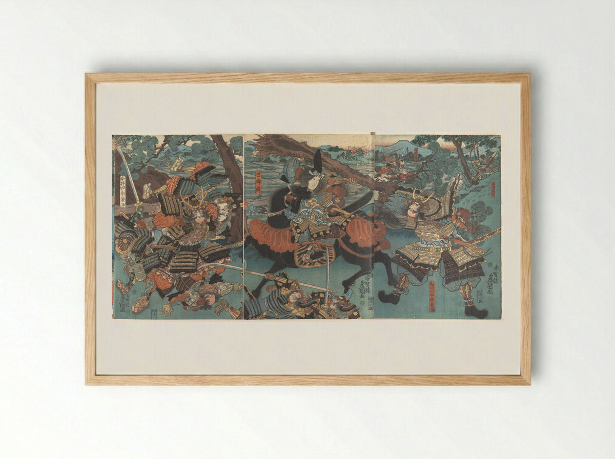 Battle of Awazugahara - Utagawa Kunisada - Framed Print Wood