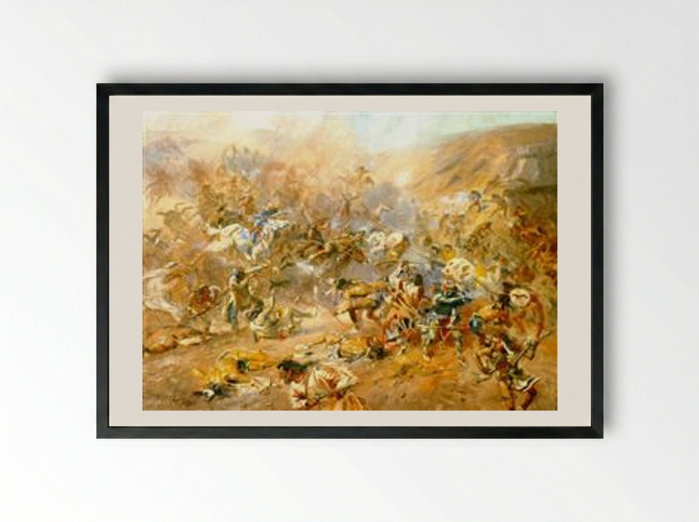 Battle of Belly River - Charles M. Russell - Framed Print Black