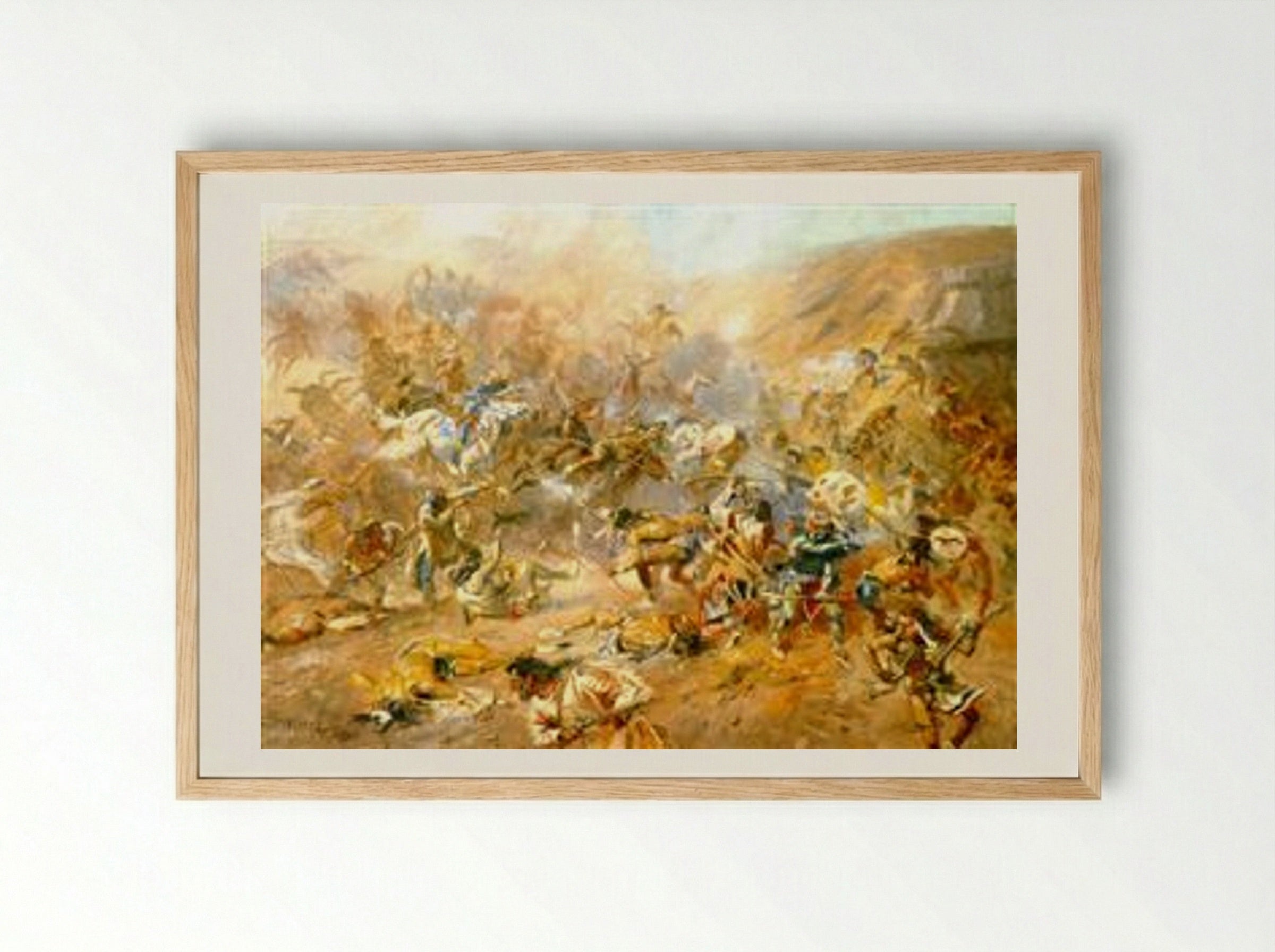 Battle of Belly River - Charles M. Russell - Framed Print Wood