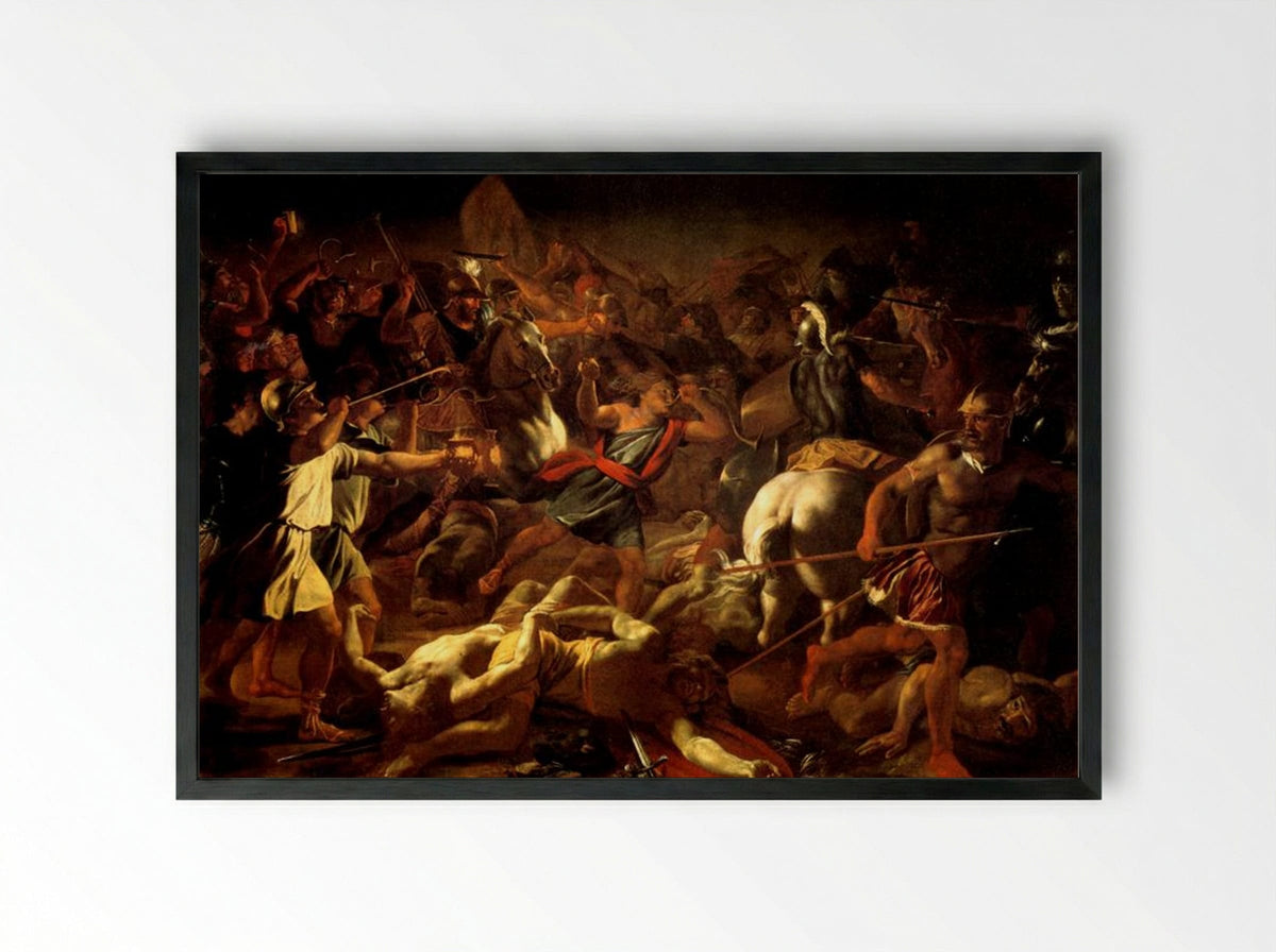 Battle of Gideon Against the Midianites - Nicolas Poussin - Framed Print Black