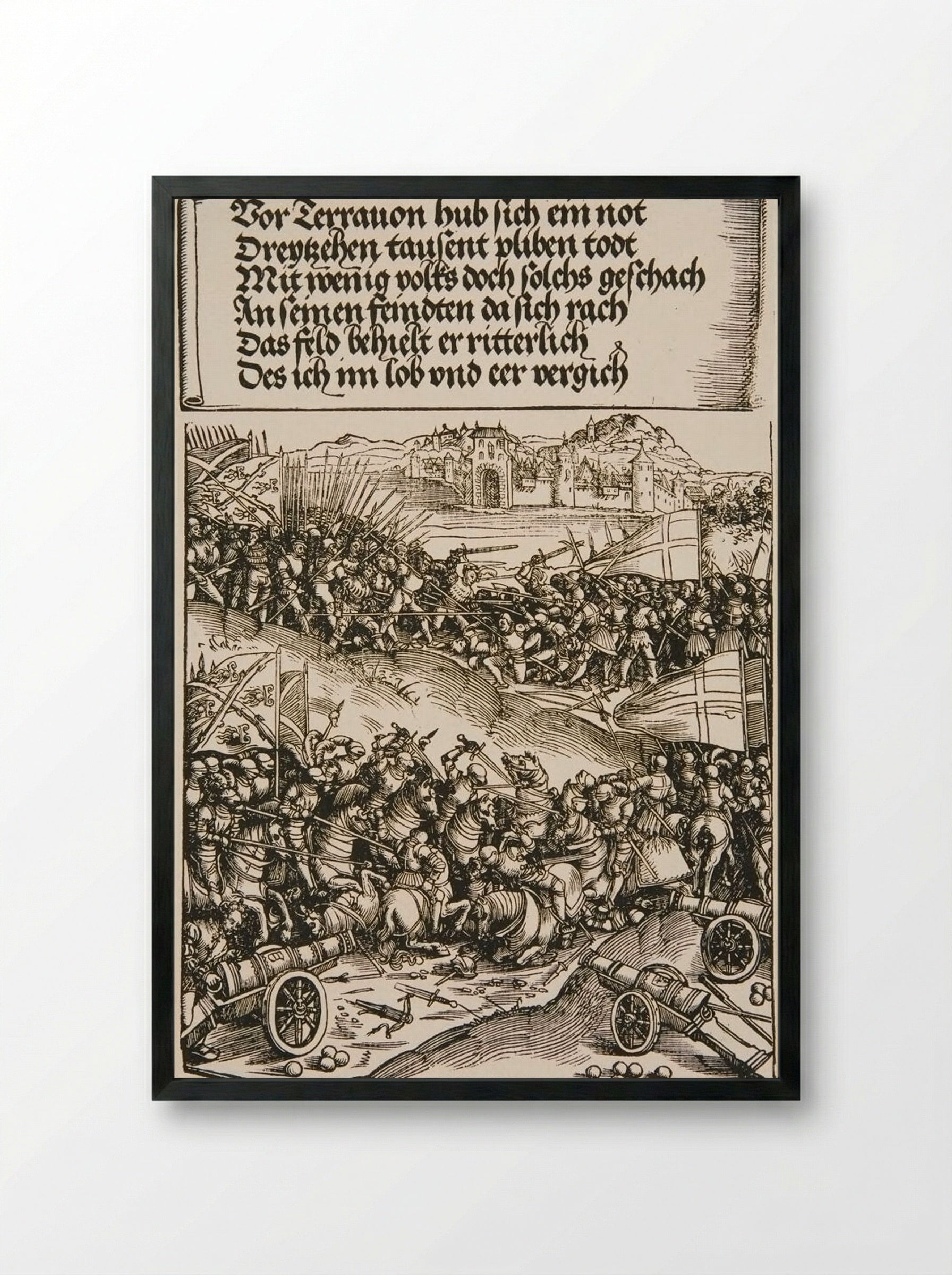Battle of Guinegate - Wolf Traut - Framed Print Black